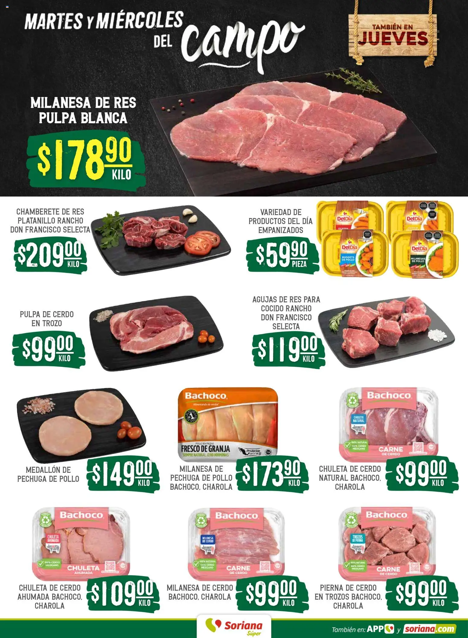 Nuevas ofertas de Soriana válidas en toda la República Mexicana desde el 28.04.2026. ¡Encuentra las mejores ofertas en Soriana Martes y Miércoles del Campo Súper: Tijuana, Mexicali, Ensenada, San Luis Río Colorado y Tecate! | Página: 4 | Productos: Pollo, Milanesa, Cerdo, Res