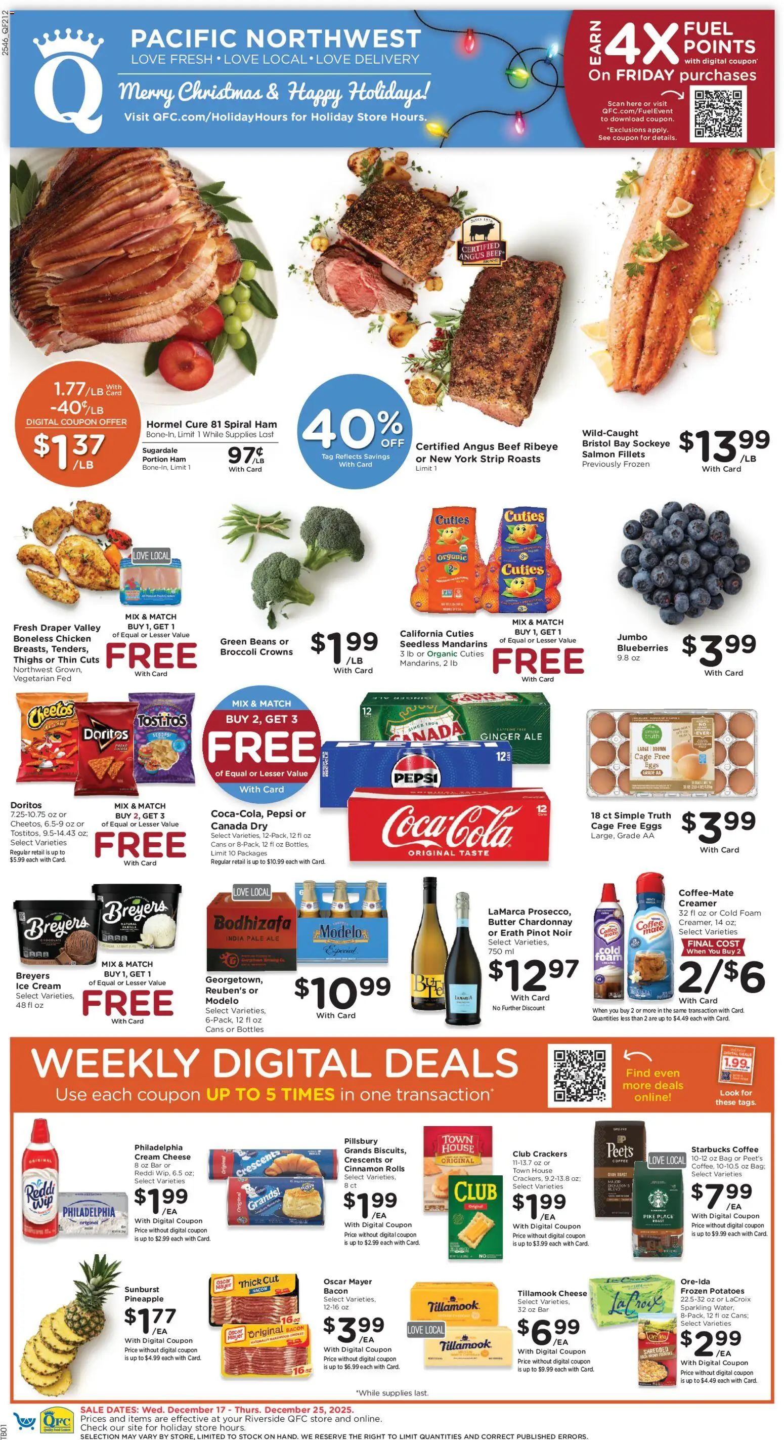 QFC Weekly Ad - WA - valid from 17.12.2025 | Page: 1 | Products: Butter, Coffee, Chocolate, Ice cream