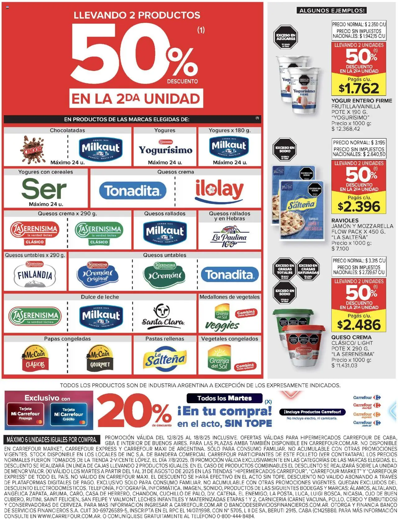 Carrefour ofertas - CABA │ válido desde el 12.08.2025 | Página: 7 | Productos: Sobre, Leche, Ravioles, Crema