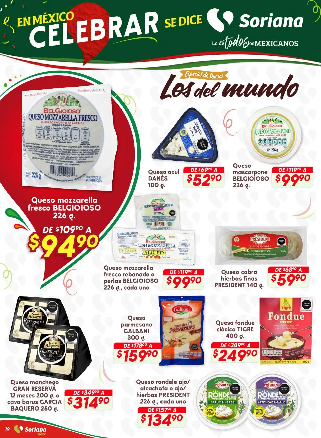 Nuevas ofertas de Soriana válidas en toda la República Mexicana desde el 28.08.2025. ¡Encuentra las mejores ofertas en Soriana - Preciazazaso Híper: Valle de México! | Página: 19 | Productos: Leche, Queso, Cava