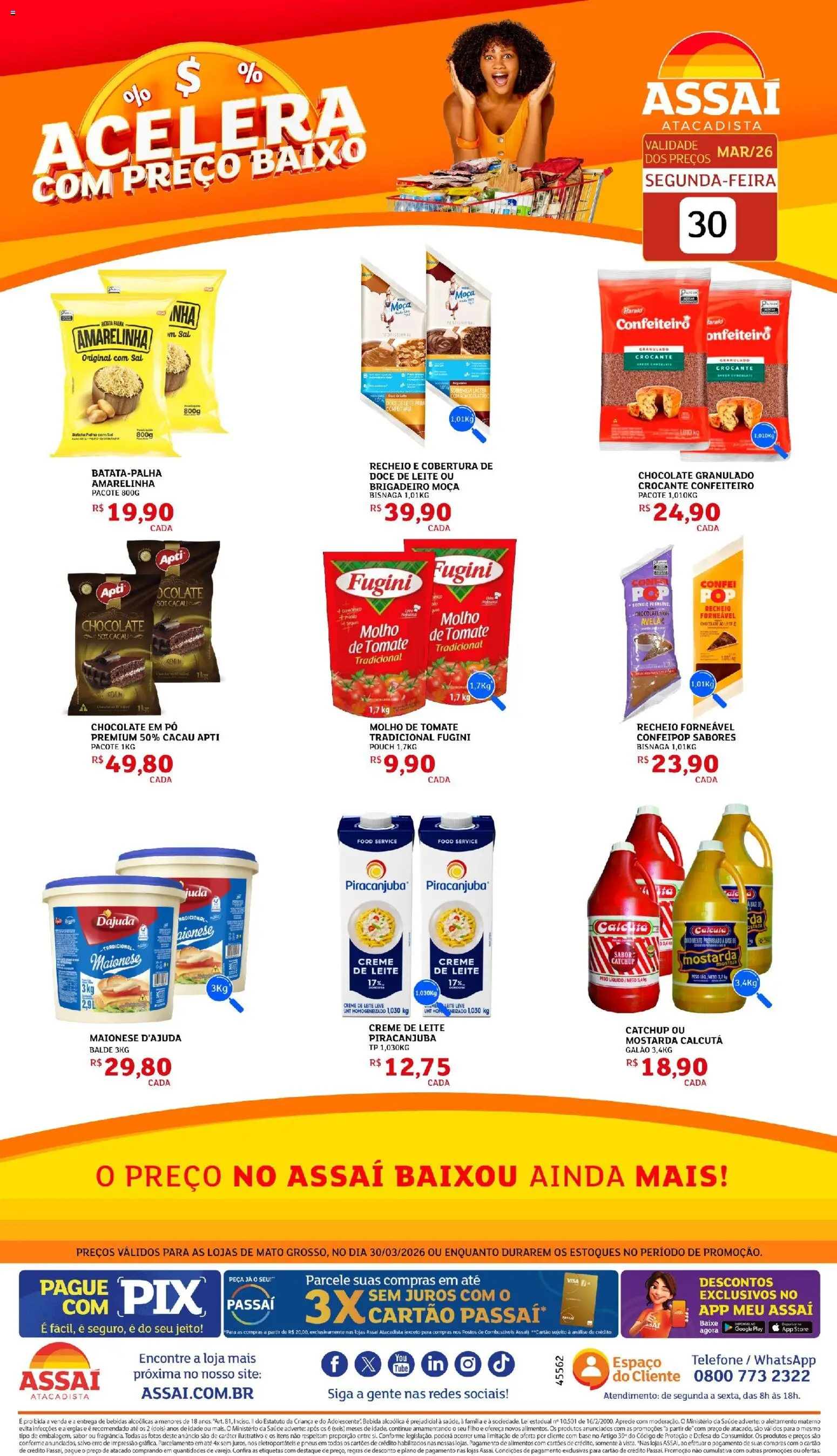 Assaí Atacadista Folheto - válido de 30.03.2026 | Página: 1 | Produtos: Leite, Batata, Creme de leite, Sal