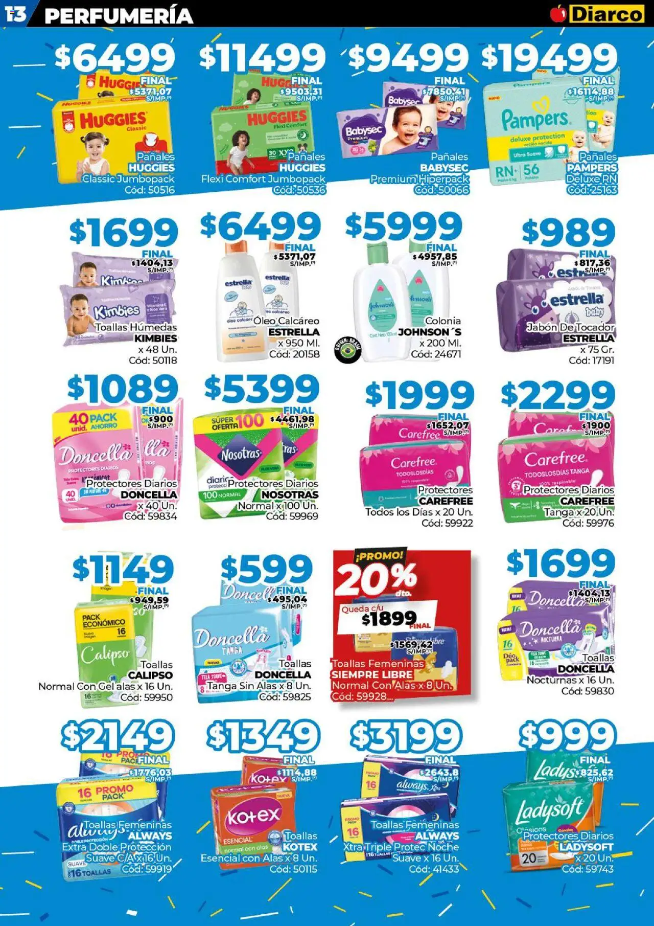 Diarco ofertas │ válido desde el 18.08.2025 | Página: 13 | Productos: Toallas, Jabón, Pañales, Protectores diarios