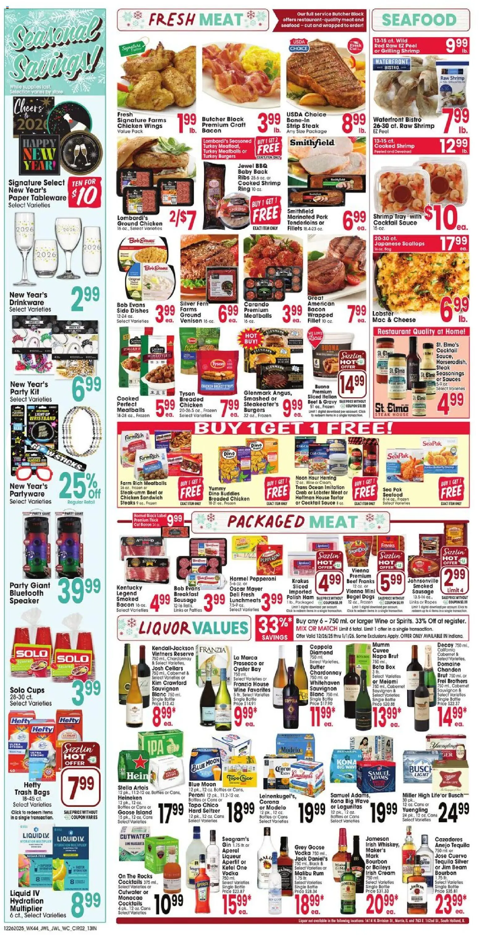Jewel Osco Weekly Ad - IN - valid from 26.12.2025 | Page: 2 | Products: Sauce, Seafood, Glasses, Speaker