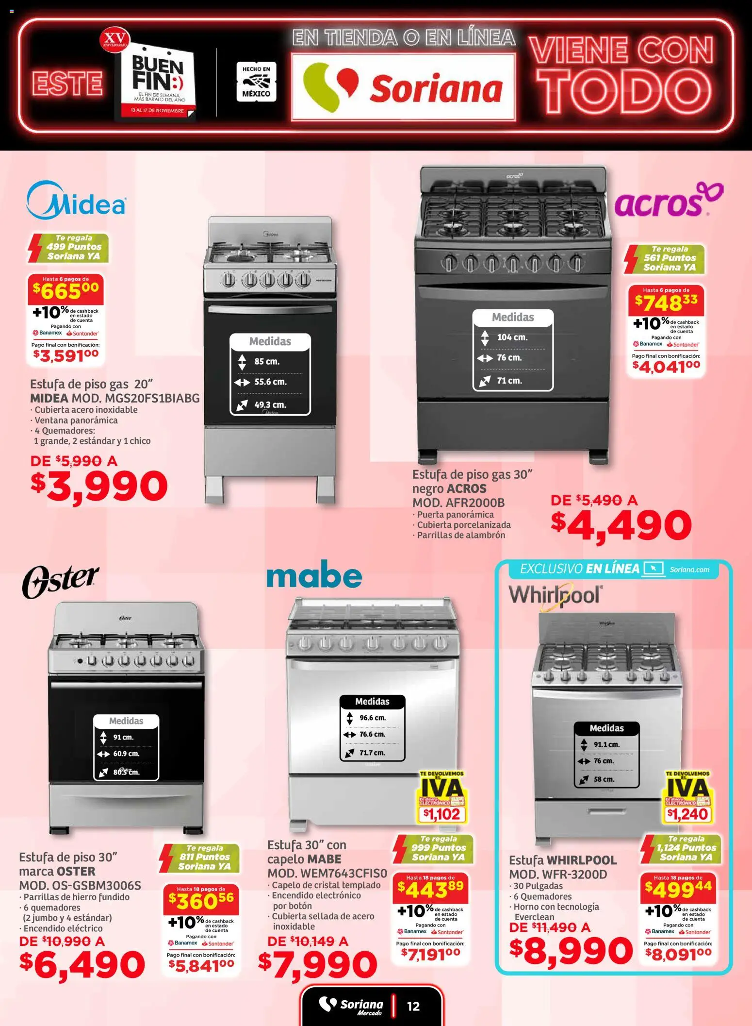 Nuevas ofertas de Soriana válidas en toda la República Mexicana desde el 13.11.2025. ¡Encuentra las mejores ofertas en Soriana - Buen Fin Mercado Nacional! | Página: 12 | Productos: Horno, Té