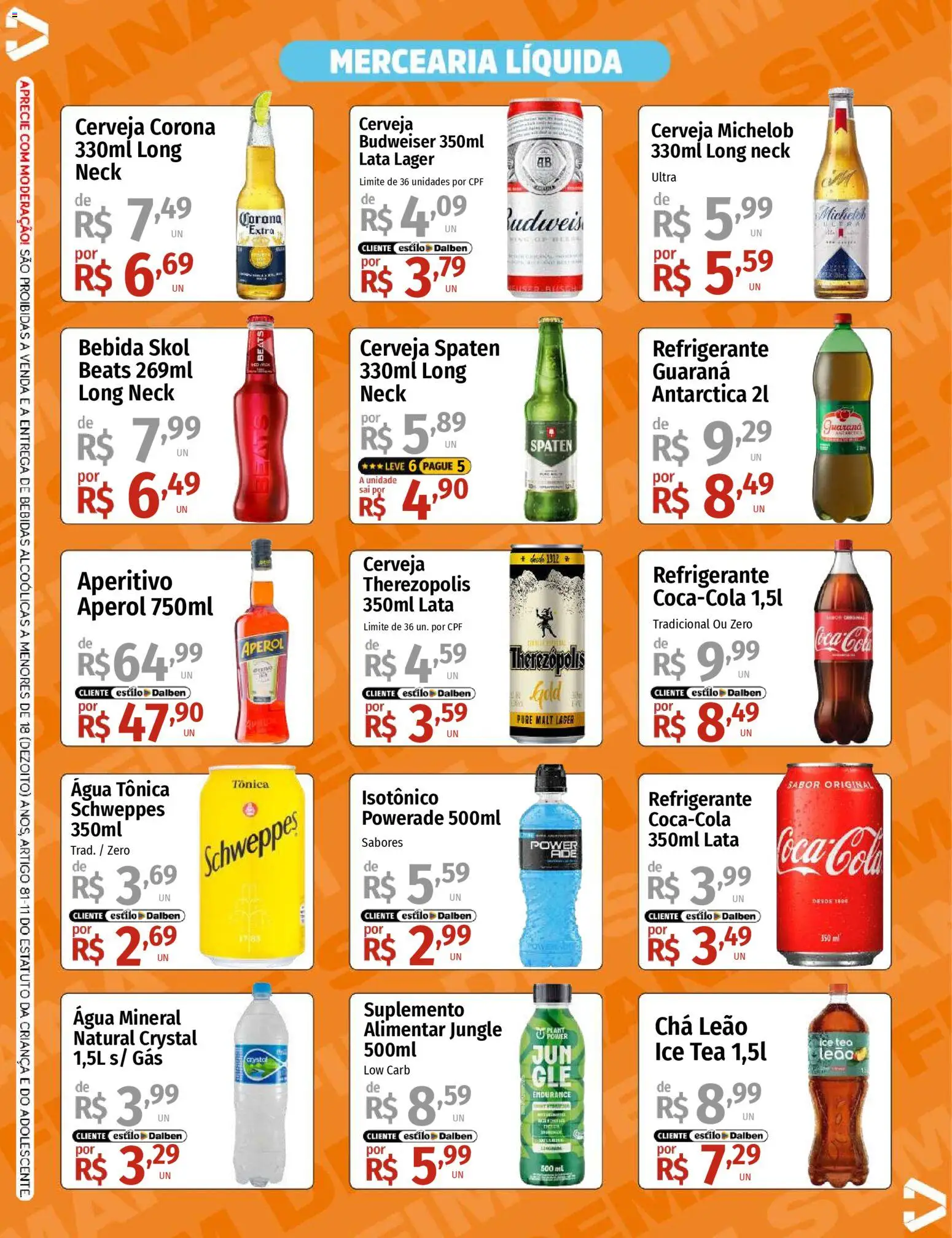 Supermercado Dalben Folheto - válido de 07.11.2025 | Página: 3 | Produtos: Guaraná, Água tônica, Cola, Chá