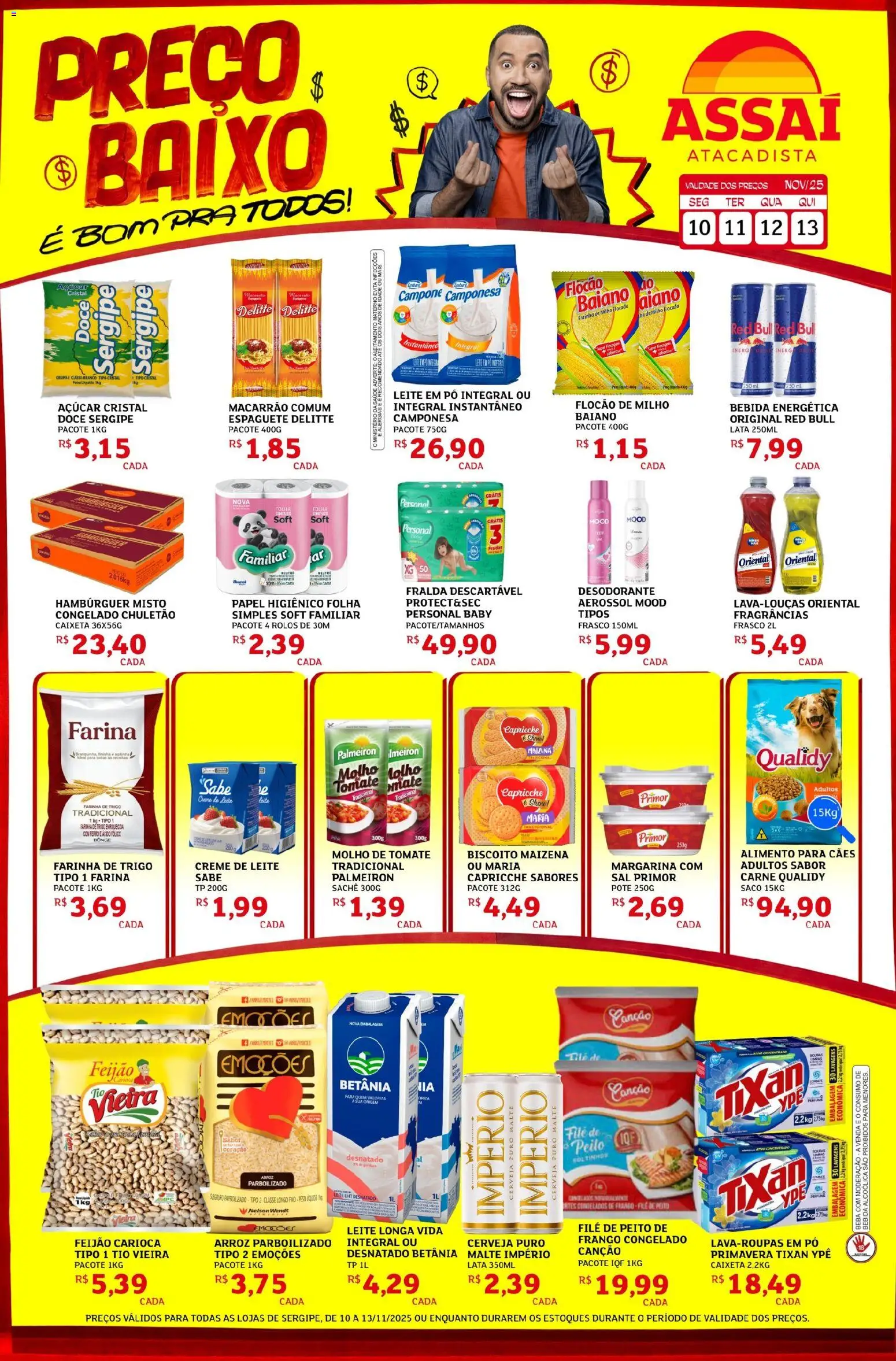 Assaí Atacadista Folheto - válido de 10.11.2025 | Página: 1 | Produtos: Arroz, Macarrão, Creme, Sal