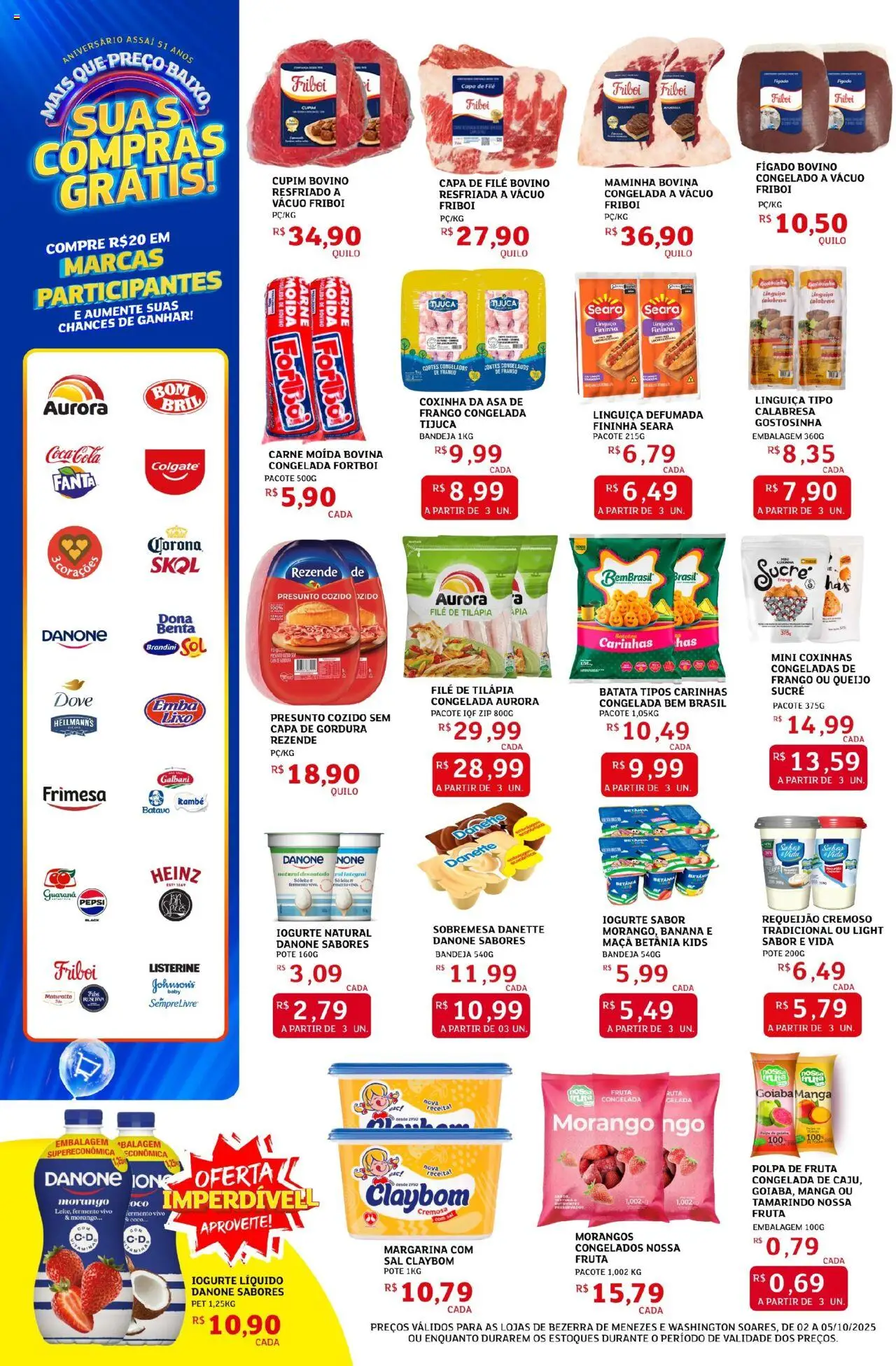 Assaí Atacadista Folheto - válido de 02.10.2025 | Página: 6 | Produtos: Goiaba, Guaraná, Carne, Batata