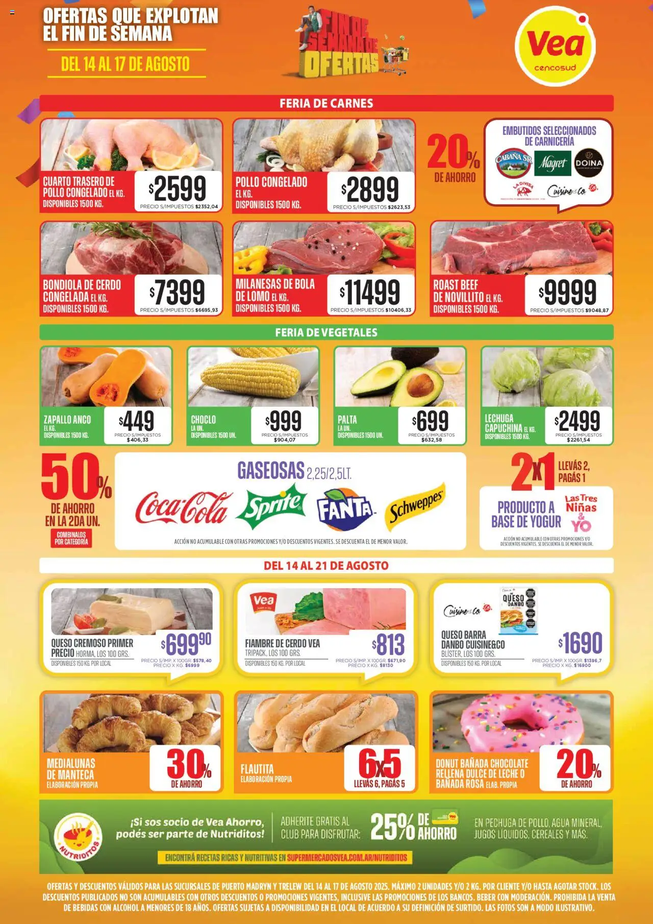 Vea - Ofertas fin de semana - Chubut │ válido desde el 14.08.2025 | Página: 2 | Productos: Pollo, Zapallo, Palta, Cerdo