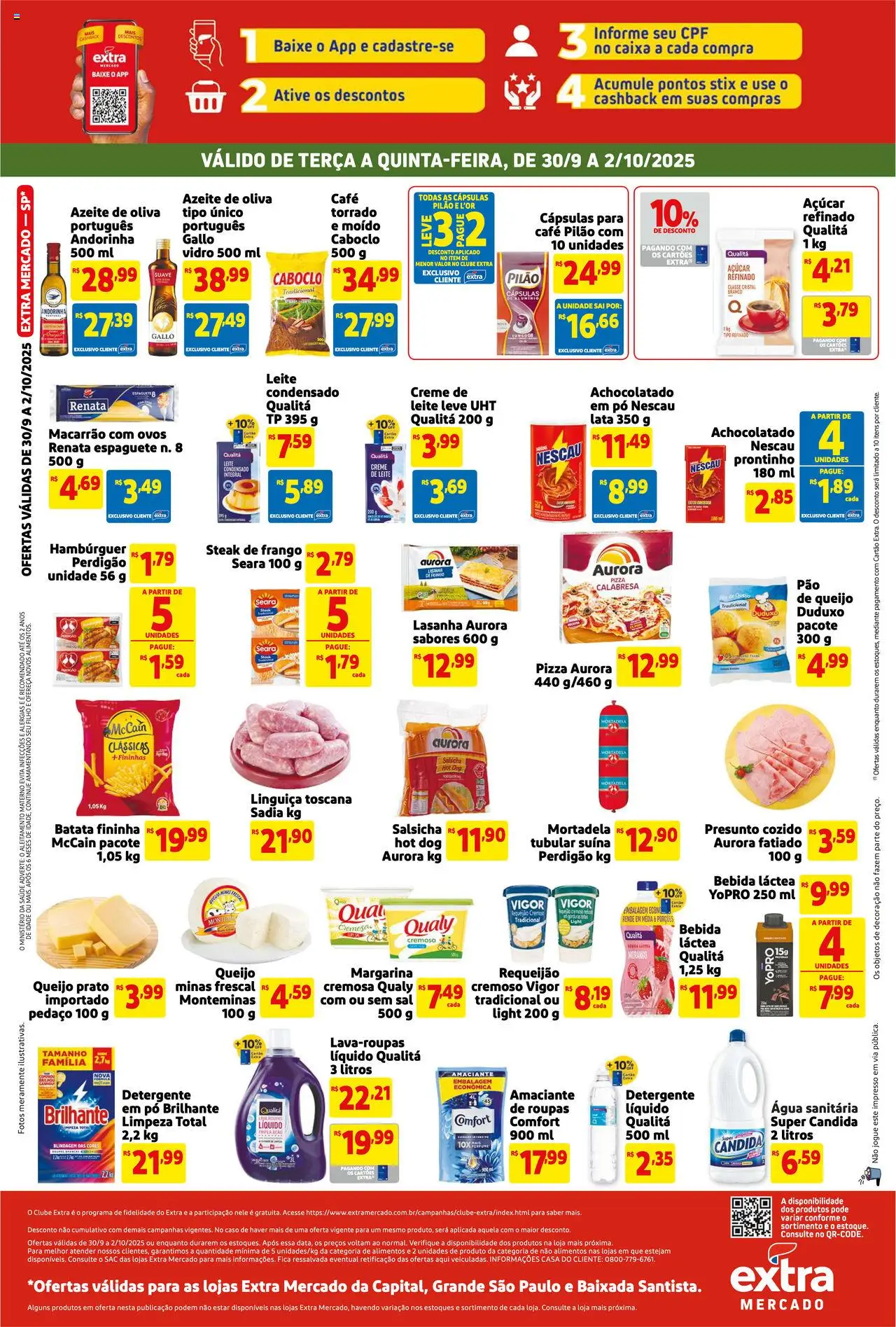 Extra Folheto - válido de 30.09.2025 | Página: 2 | Produtos: Nescau, Queijo, Macarrão, Margarina