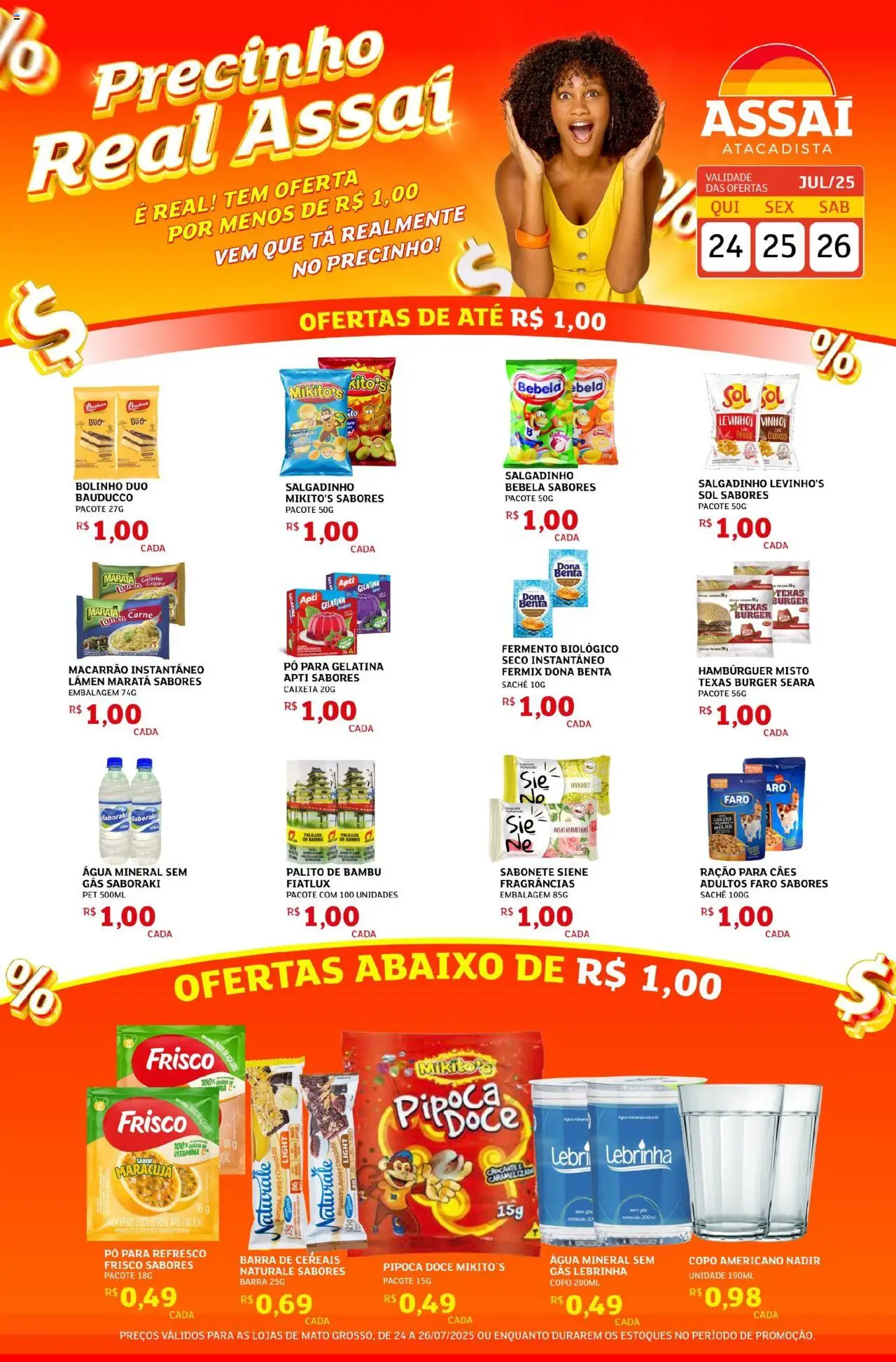 Assaí Atacadista Folheto - válido de 24.07.2025 | Página: 1 | Produtos: Frisco, Refresco, Chocolate, Macarrão instantâneo