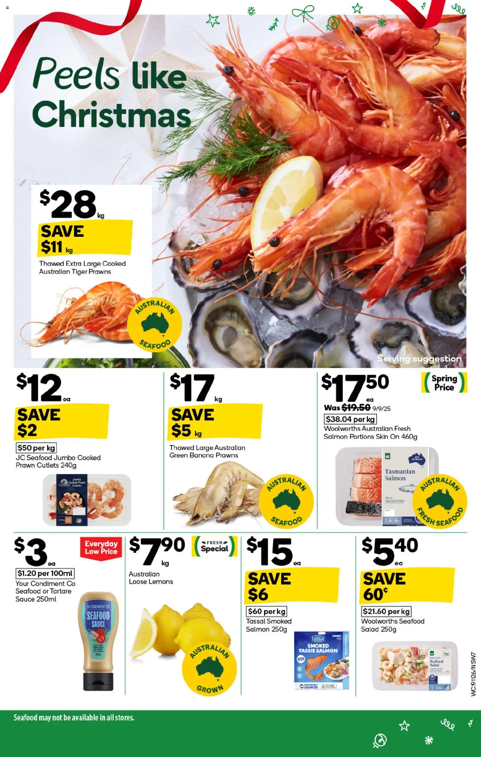 Woolworths catalogue - valid from 19.11.2025 | Page: 7 | Products: Prawns, Salmon, Sauce, Seafood