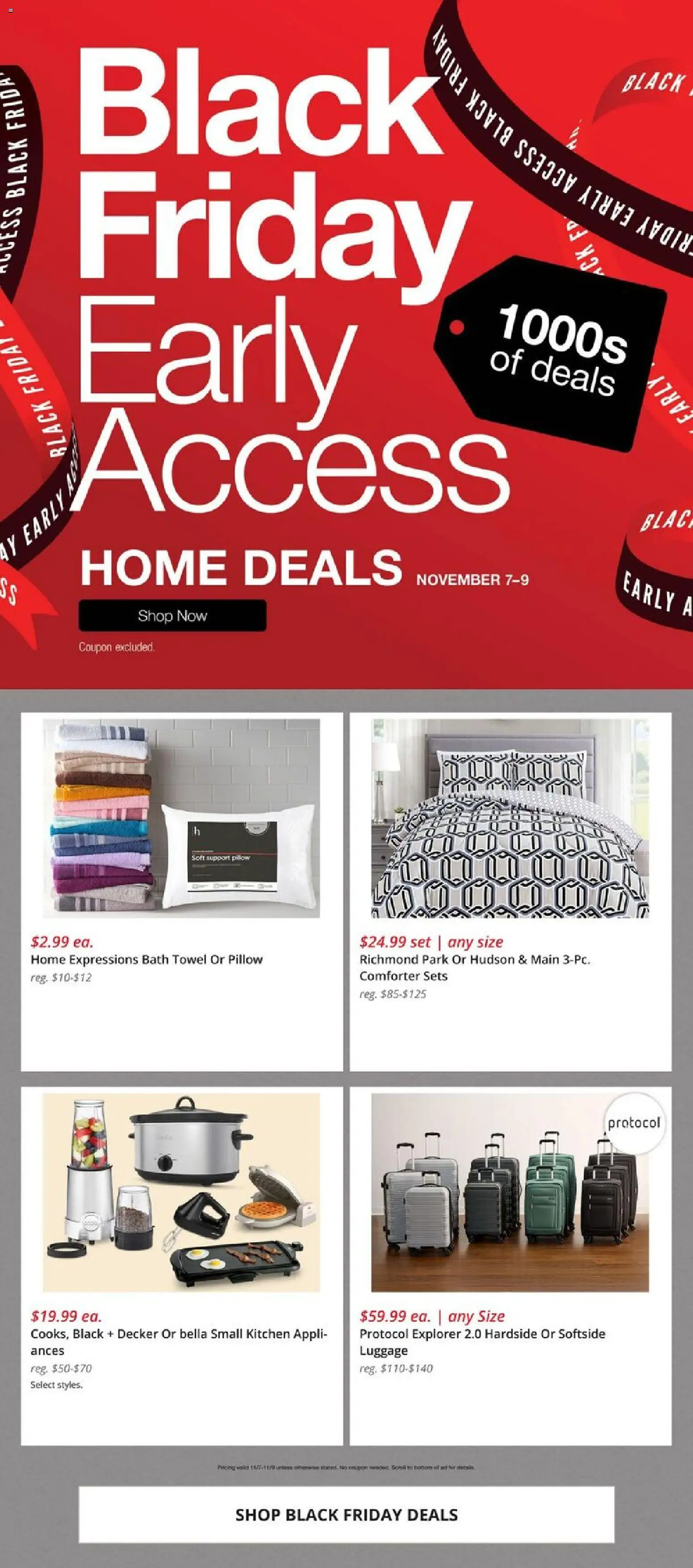 JCPenney Black Friday Home Deals - valid from 07.11.2025 | Page: 1 | Products: Pillow, Bath, Comforter