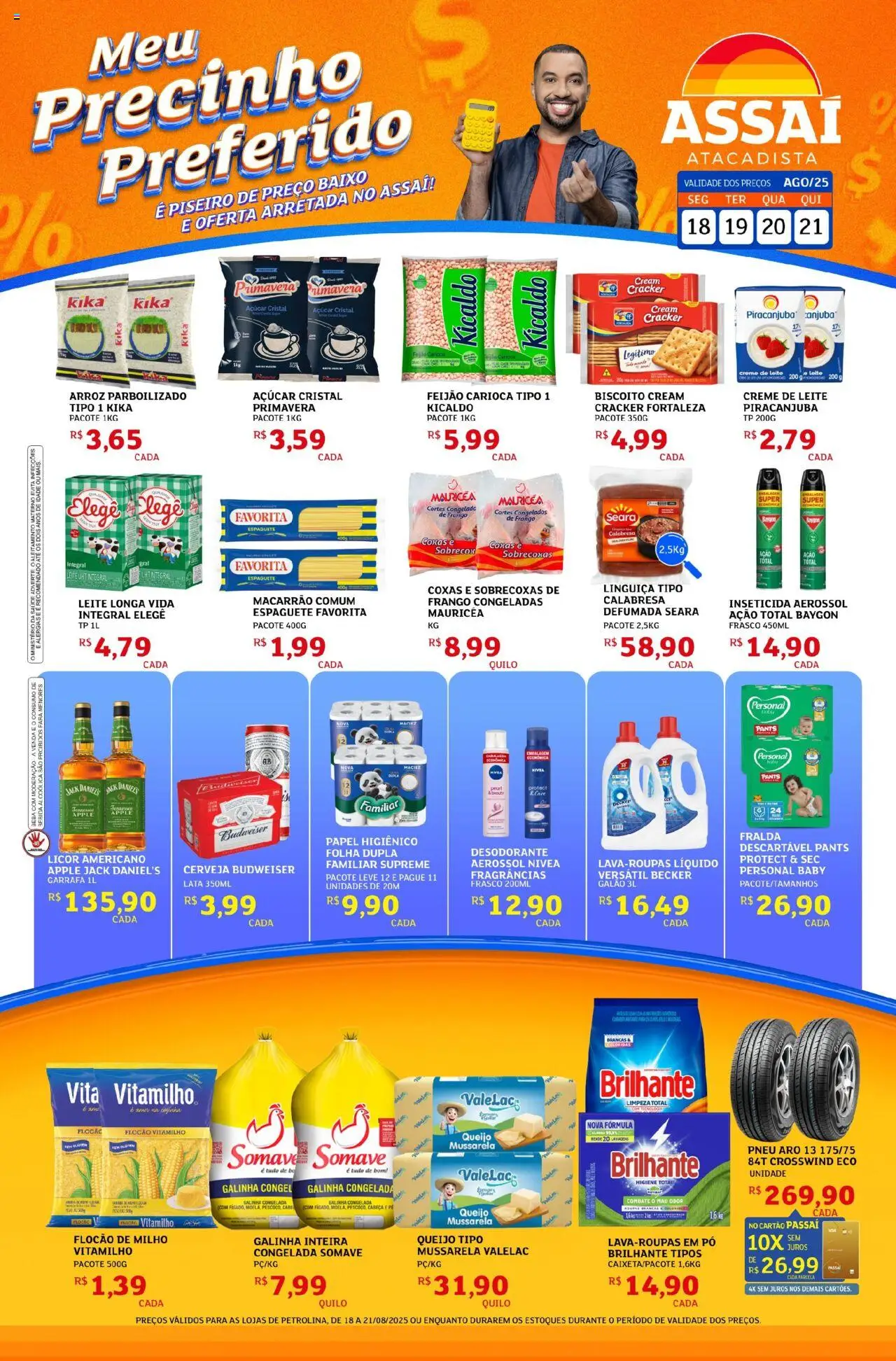 Assaí Atacadista Folheto - válido de 18.08.2025 | Página: 1 | Produtos: Espaguete, Pneu, Biscoito, Papel higiênico
