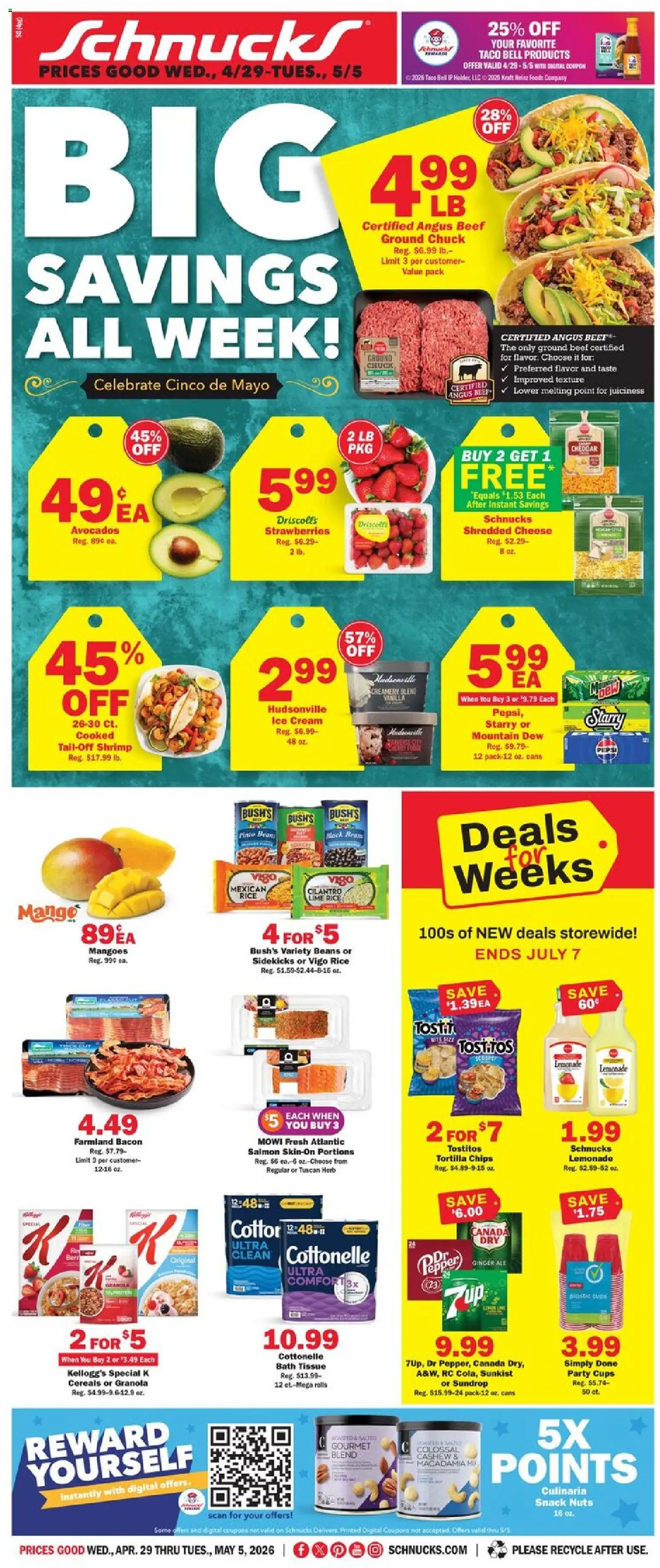 Schnucks Weekly Print Ad - MO - valid from 29.04.2026 | Page: 1 | Products: Bath, Cheese, Cereals, Mango