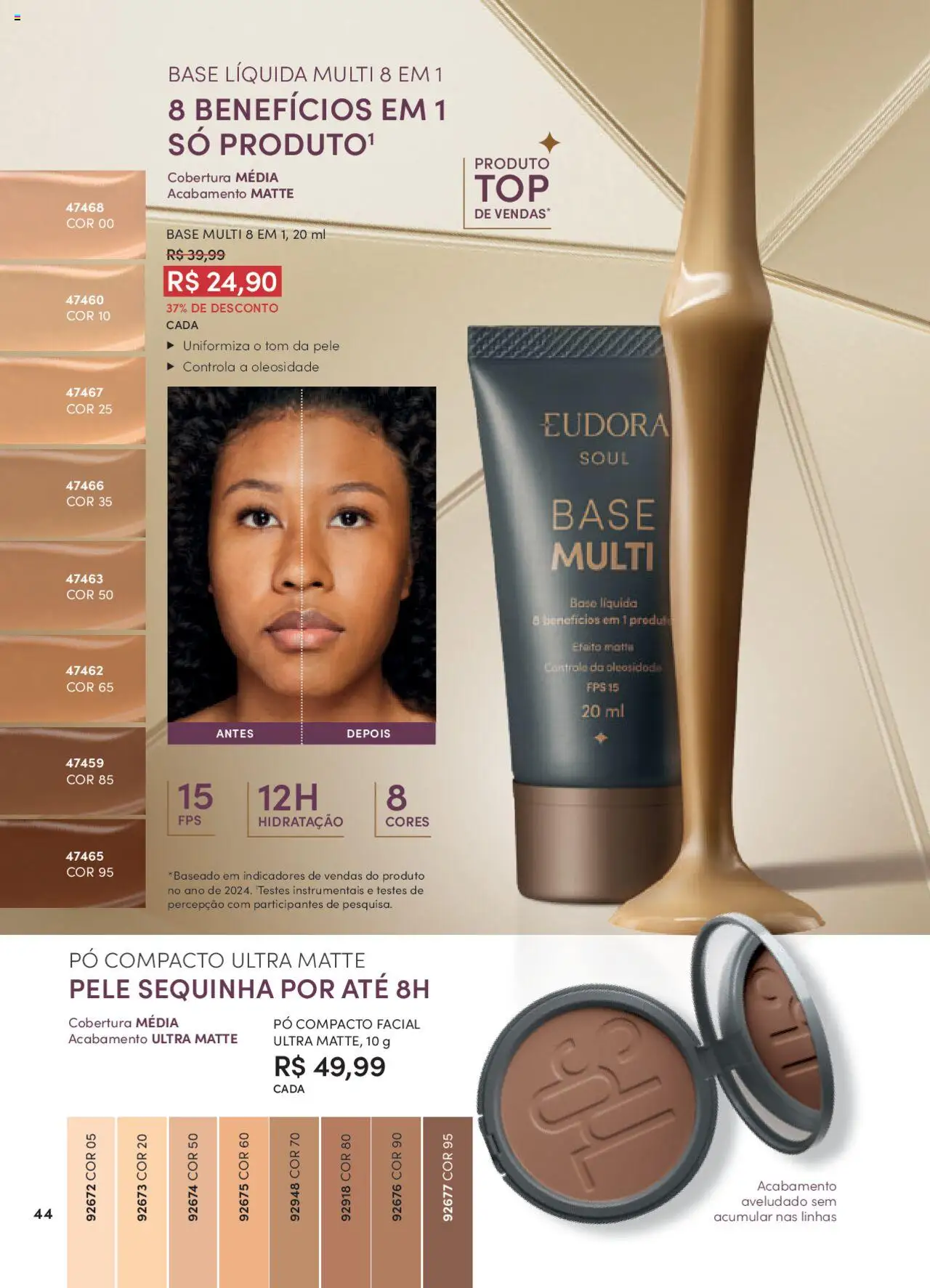 Eudora Folheto - válido de 08.09.2025 | Página: 44 | Produtos: Pó compacto, Pó, Base