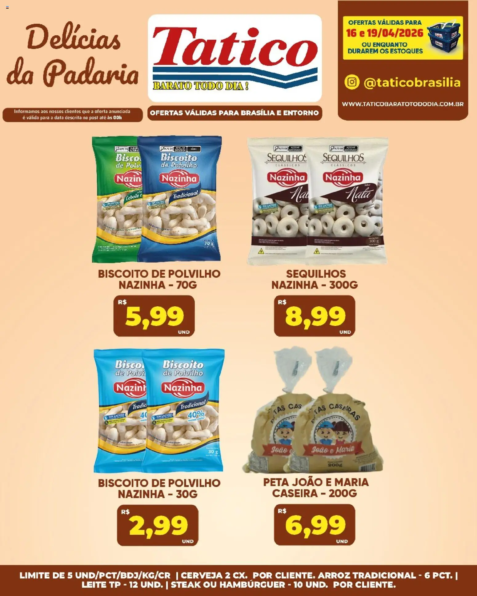 Tatico Folheto - válido de 16.04.2026 | Página: 22 | Produtos: Polvilho, Cerveja, Arroz, Hambúrguer