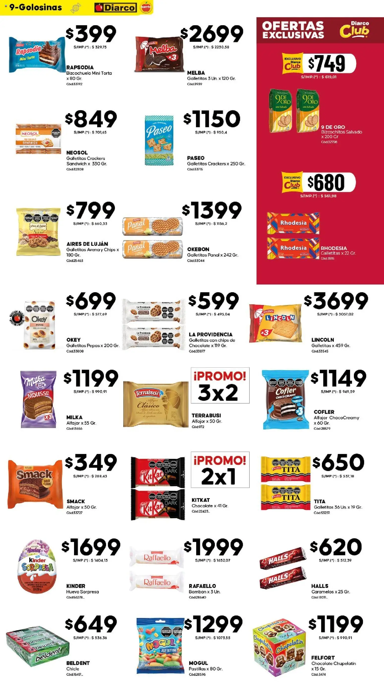 Diarco - Ofertas Diarco Barrio │ válido desde el 03.11.2025 | Página: 9 | Productos: Galletitas, Avena, Torta, Chocolate