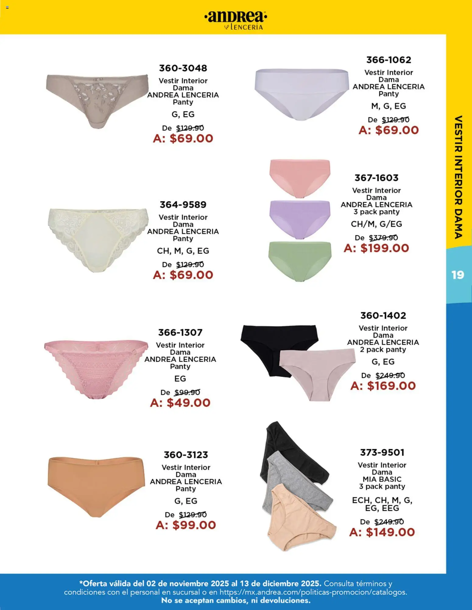 Nuevas ofertas de Andrea válidas en toda la República Mexicana desde el 02.11.2025. ¡Encuentra las mejores ofertas en Andrea catálogo Precios Especiales! | Página: 19 | Productos: Lenceria