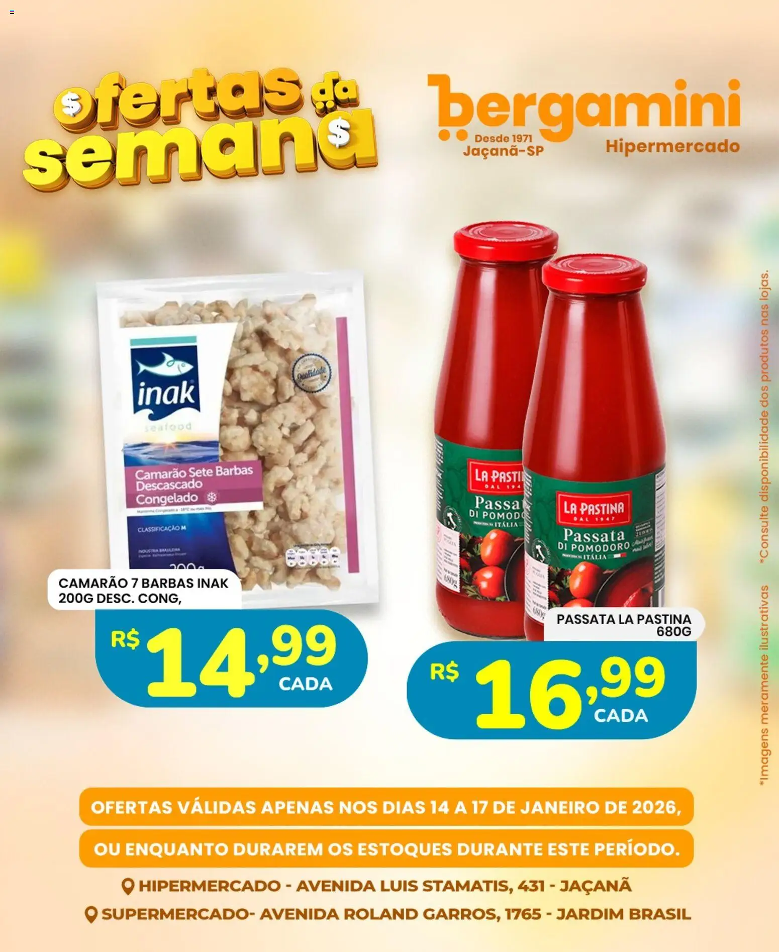 Supermercado Bergamini Folheto - válido de 14.01.2026 | Página: 14 | Produtos: Camarão