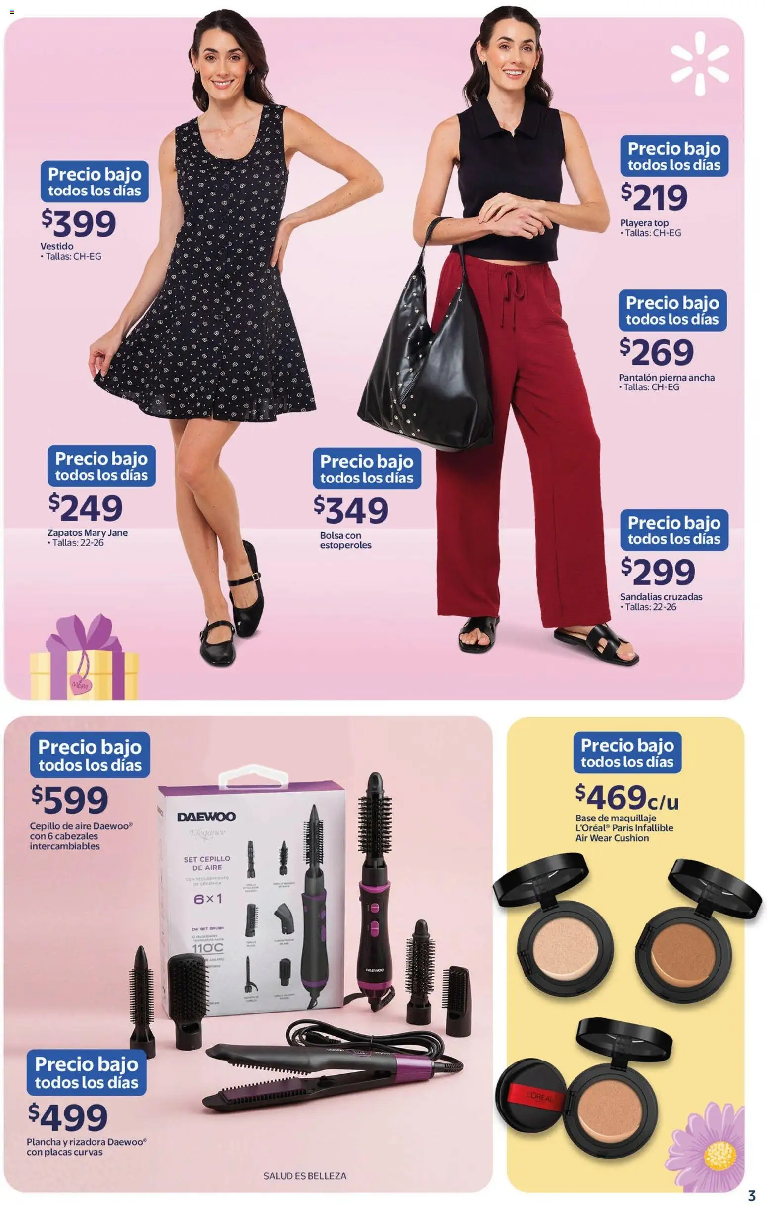 Nuevas ofertas de Walmart válidas en toda la República Mexicana desde el 15.04.2026. ¡Encuentra las mejores ofertas en Walmart folleto Precios bajos todos los días! | Página: 3 | Productos: Bolsa, Cepillo, Zapatos, Plancha
