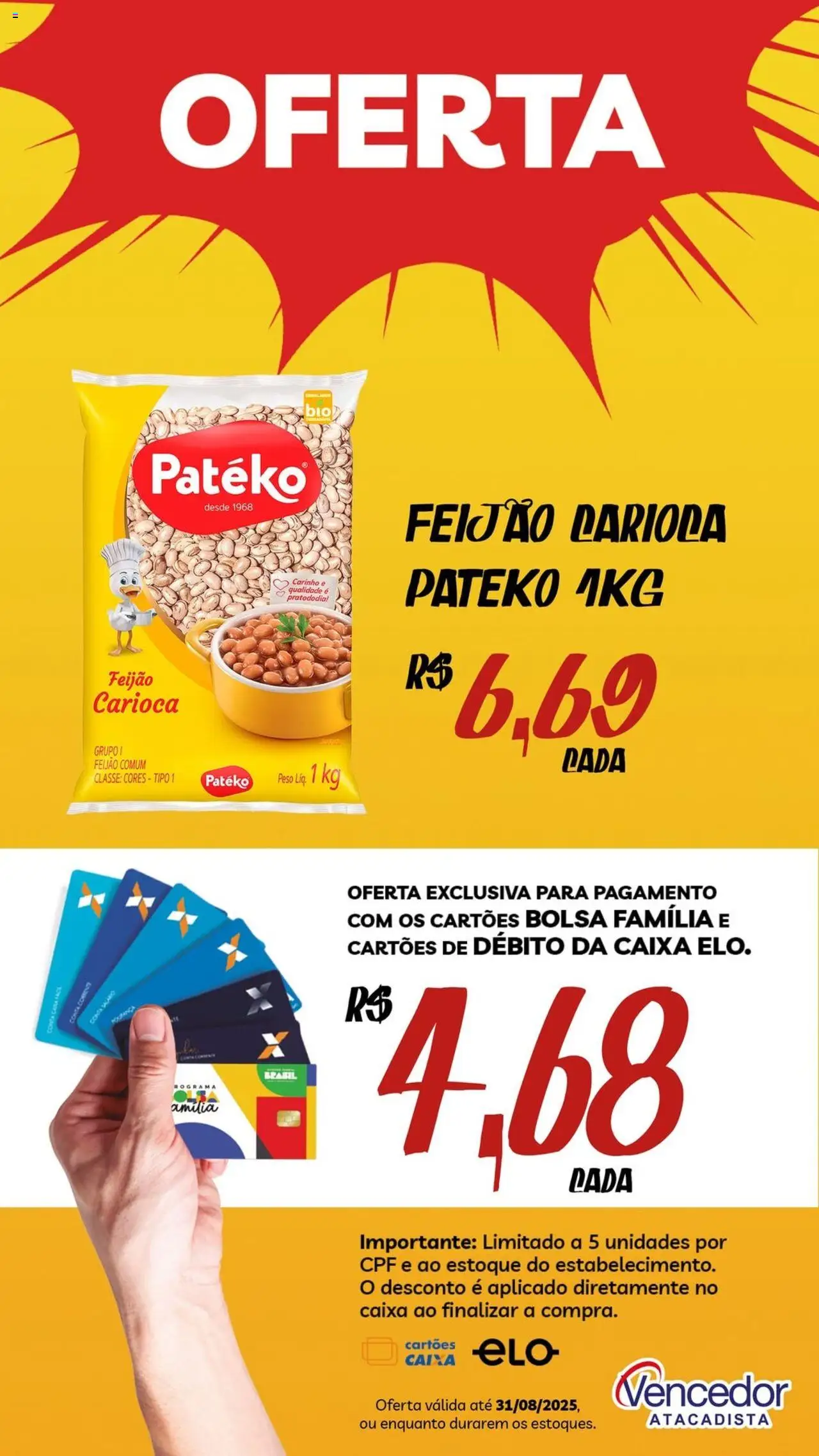 Vencedor Atacadista Folheto - válido de 12.08.2025 | Página: 8 | Produtos: Cará, Feijão, Caixa, Bolsa