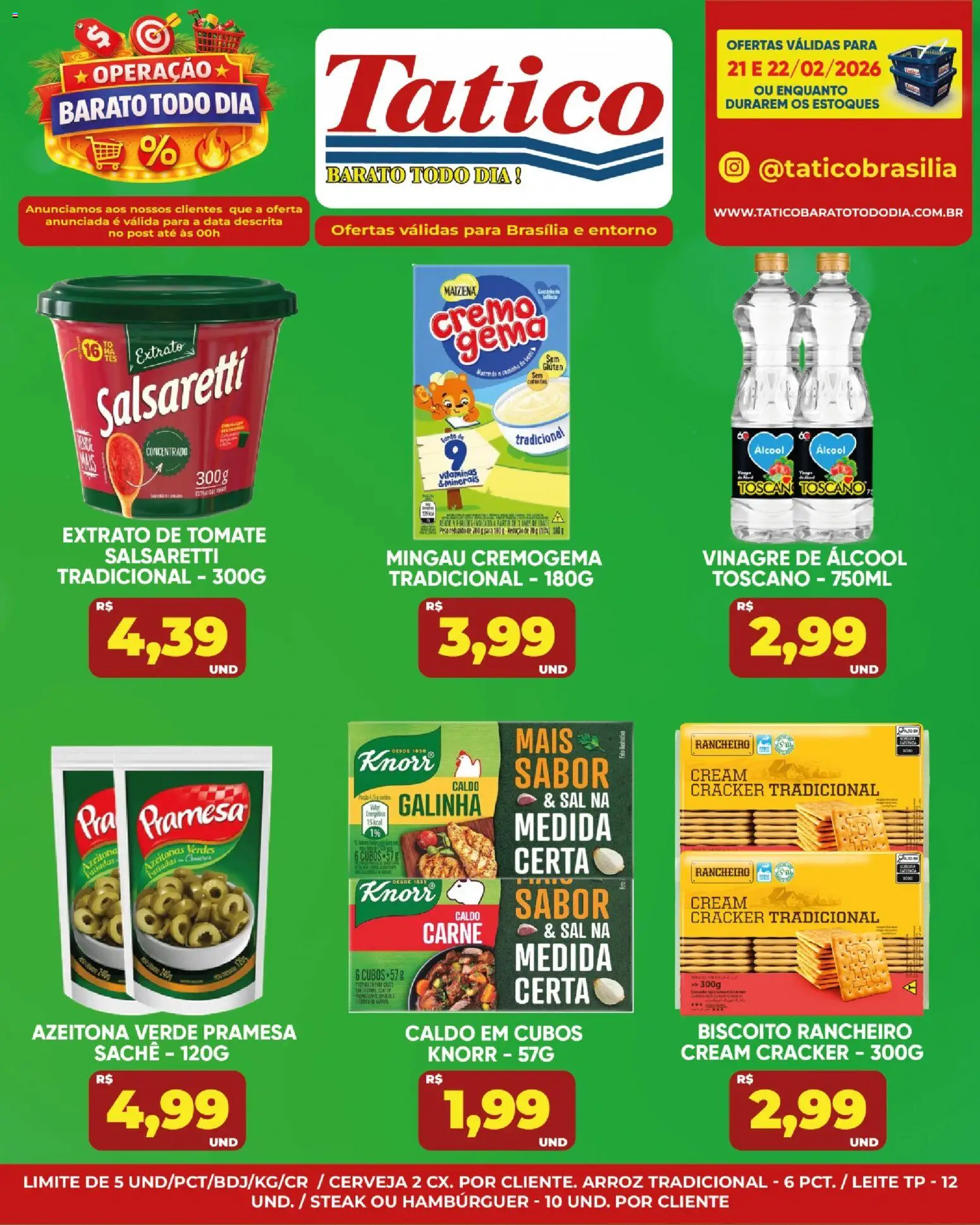 Tatico Folheto - válido de 23.02.2026 | Página: 22 | Produtos: Biscoito, Mingau, Vinagre, Hambúrguer