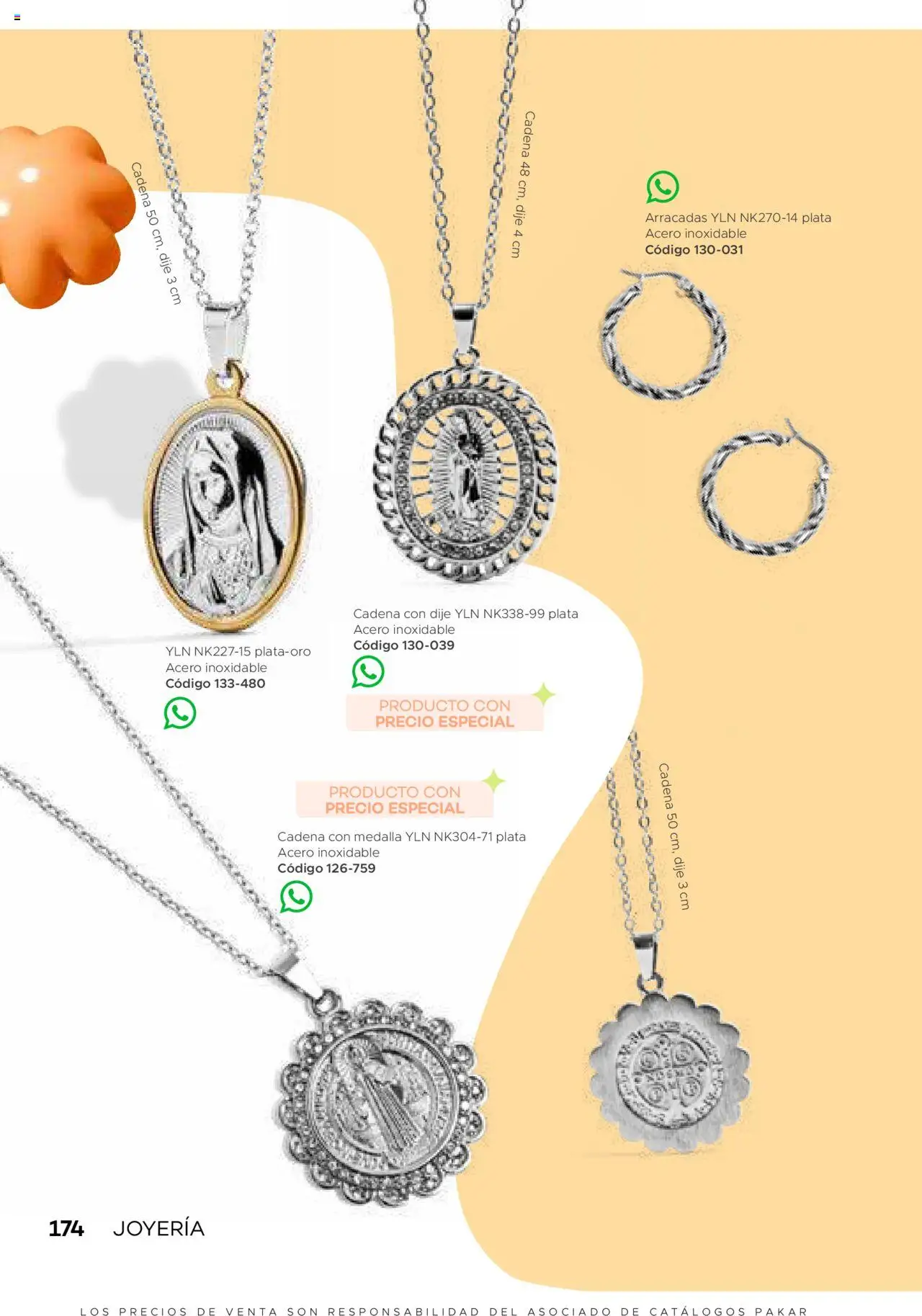 Nuevas ofertas de SC Pakar válidas en toda la República Mexicana desde el 31.01.2025. ¡Encuentra las mejores ofertas en SC Pakar catálogo Ropa! | Página: 174 | Productos: Dije, Cadena, Medalla