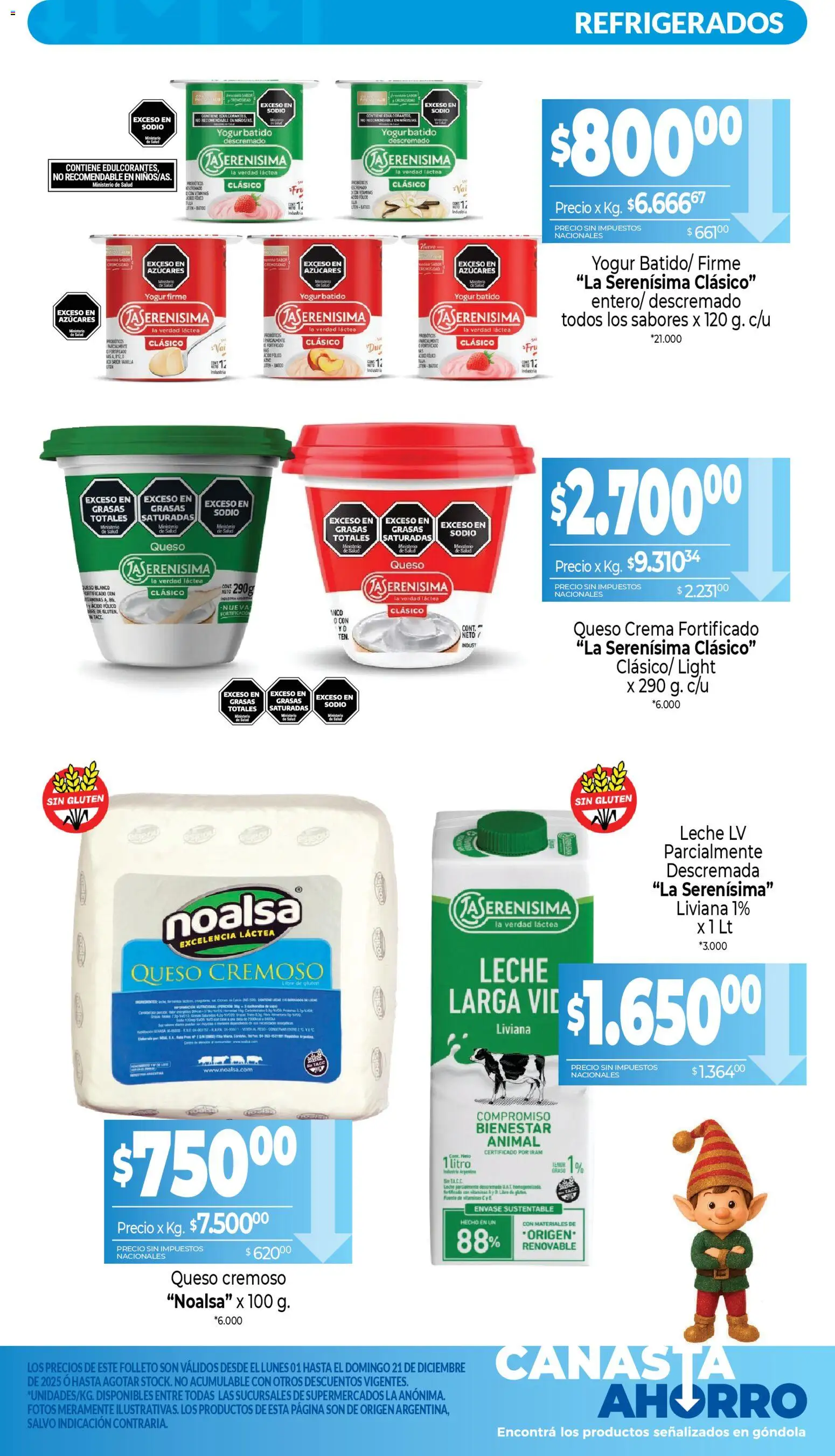 La Anonima catálogo │ válido desde el 01.12.2025 | Página: 7 | Productos: Vitaminas, Queso crema, Leche, Canasta