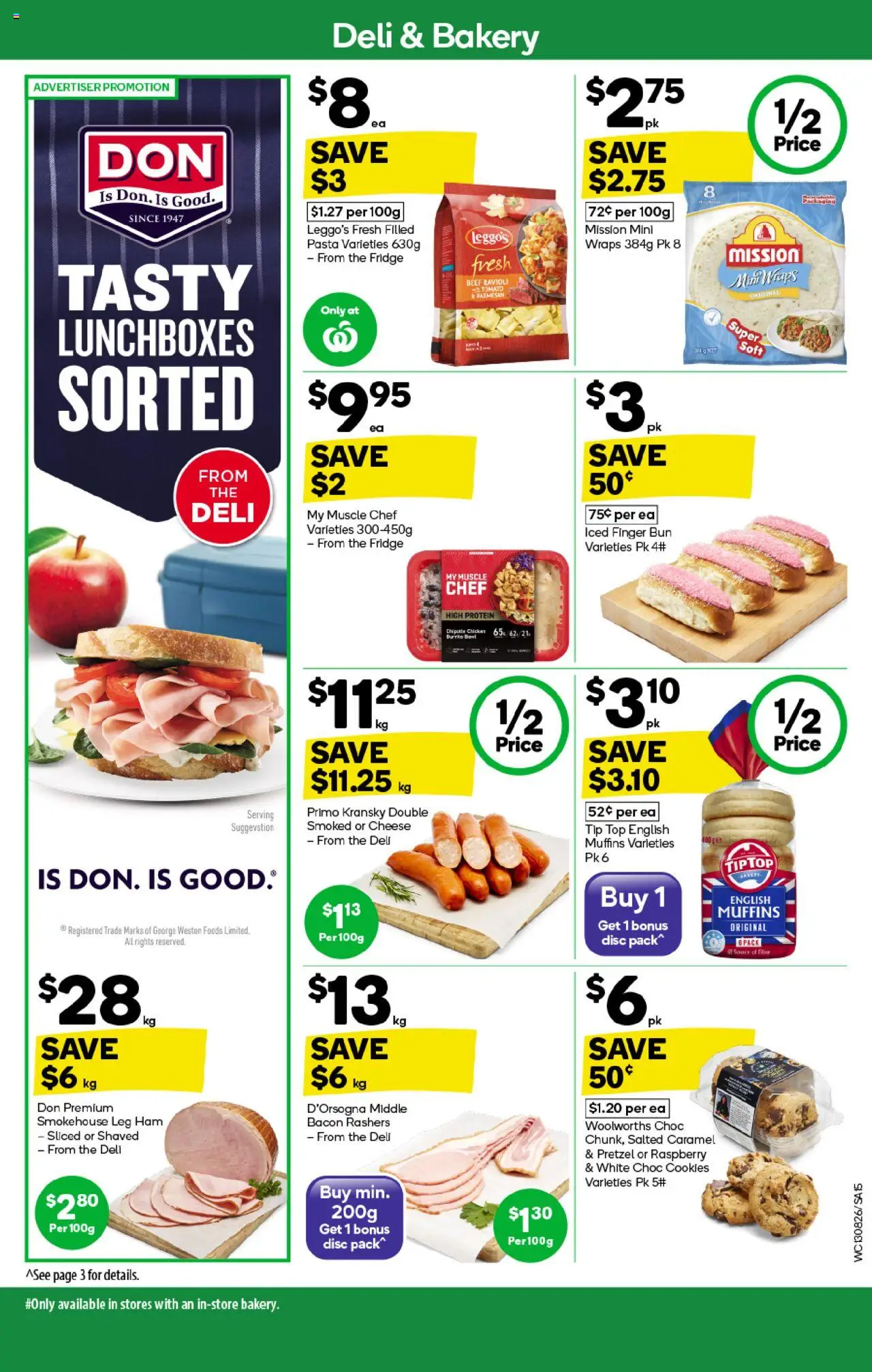 Woolworths catalogue - valid from 13.08.2025 | Page: 15 | Products: Chicken, Muffins, Pasta, Bakery