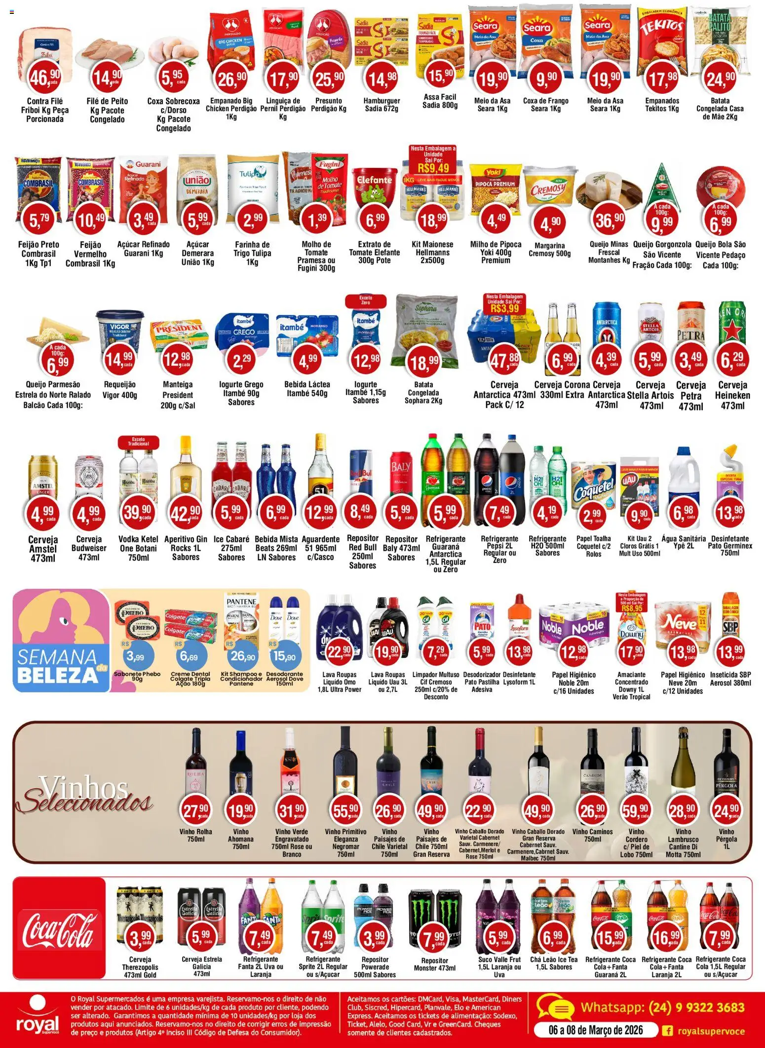Royal Supermercados Folheto - válido de 06.03.2026 | Página: 2 | Produtos: Guaraná, Manteiga, Açúcar, Água sanitária