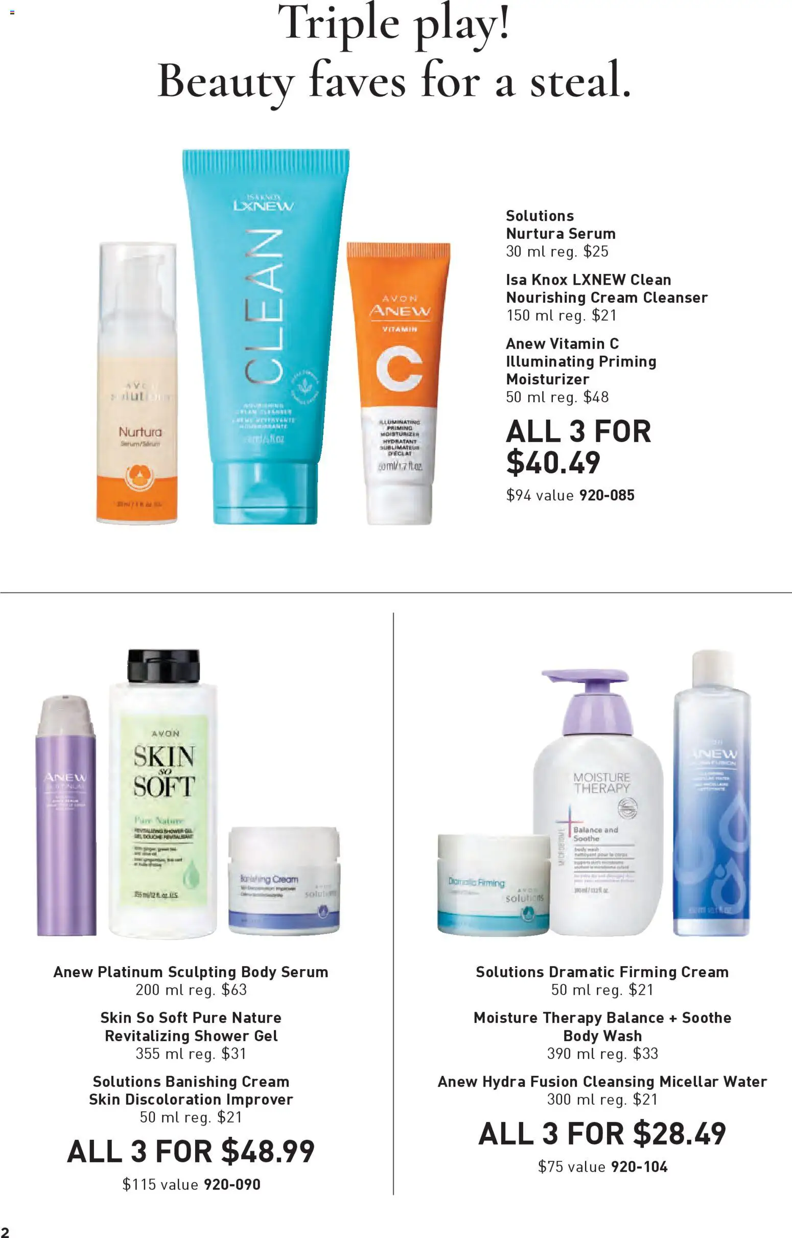 Avon flyer valid from 23.10.2025 | Page: 2 | Products: Cream, Micellar water, Body wash, Shower