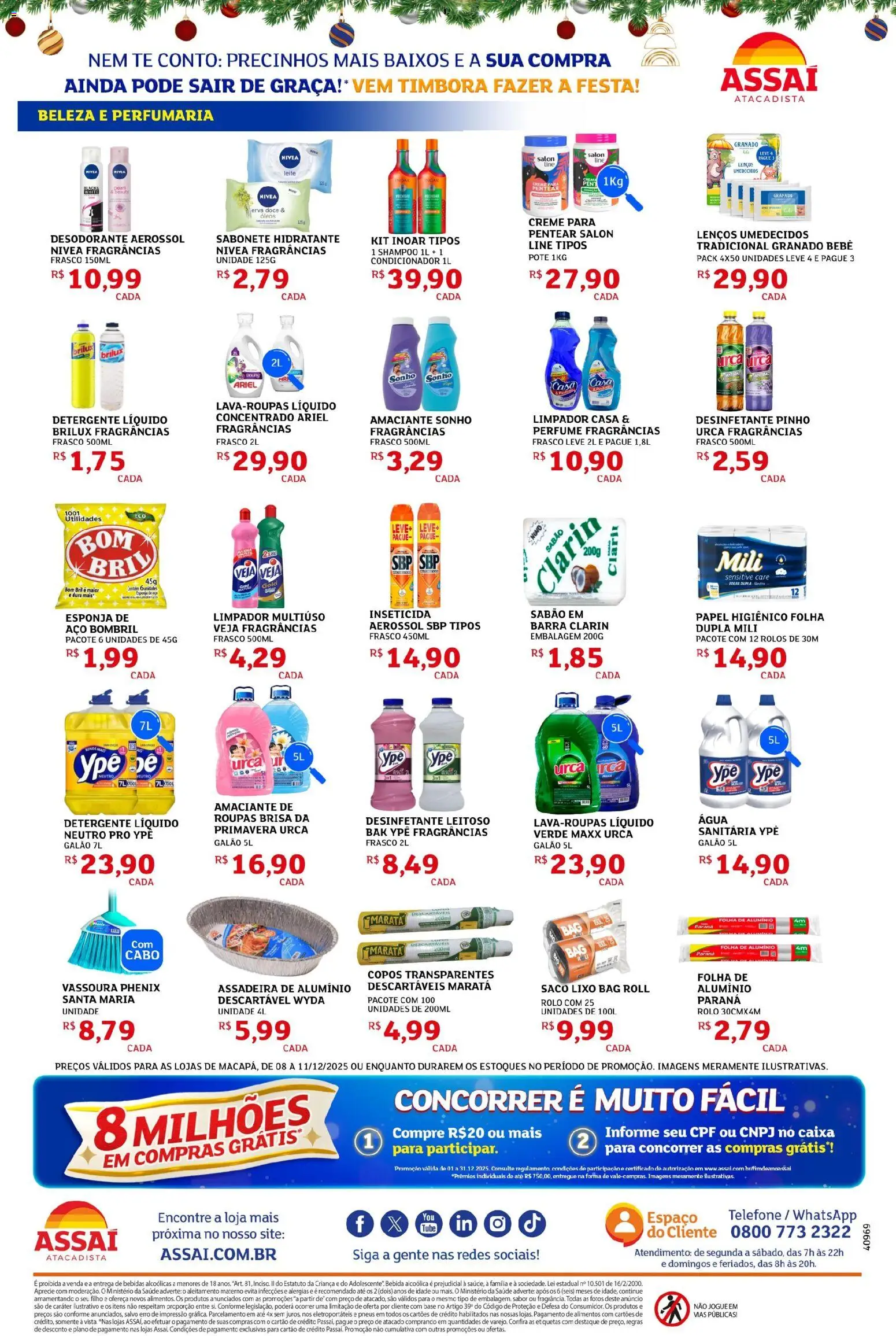 Assaí Atacadista Folheto - válido de 08.12.2025 | Página: 4 | Produtos: Perfume, Ariel, Sabão, Creme