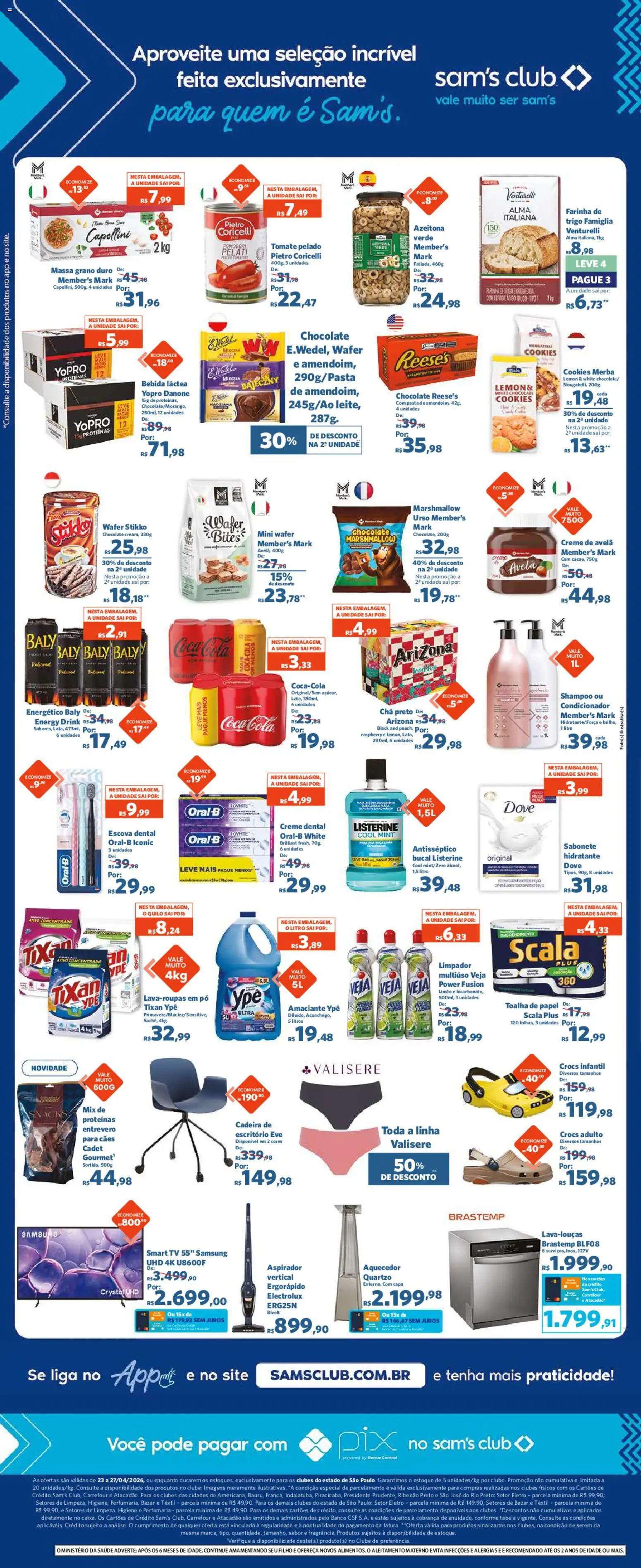 Sam's Club Folheto - válido de 23.04.2026 | Página: 2 | Produtos: Farinha de trigo, Pasta, Sal, Cookies