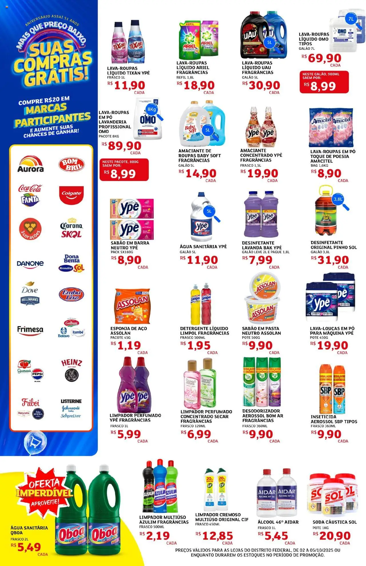 Assaí Atacadista Folheto - válido de 02.10.2025 | Página: 6 | Produtos: Sabão em barra, Sabão, Pasta, Desinfetante