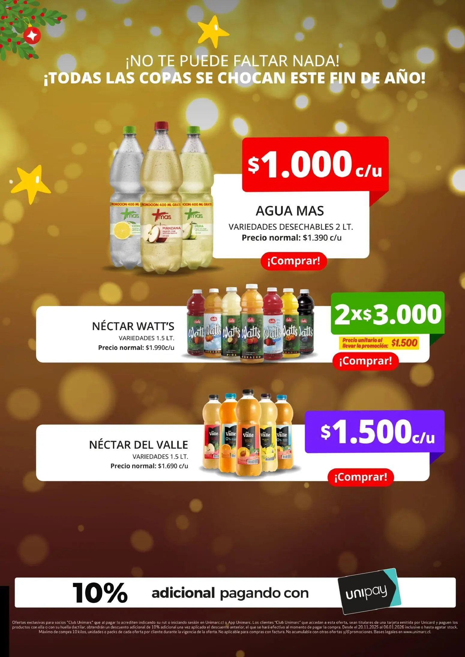 Unimarc Ofertas │ válido desde el 20.11.2025 | Página: 15 | Productos: Agua, Pera, Piña, Durazno