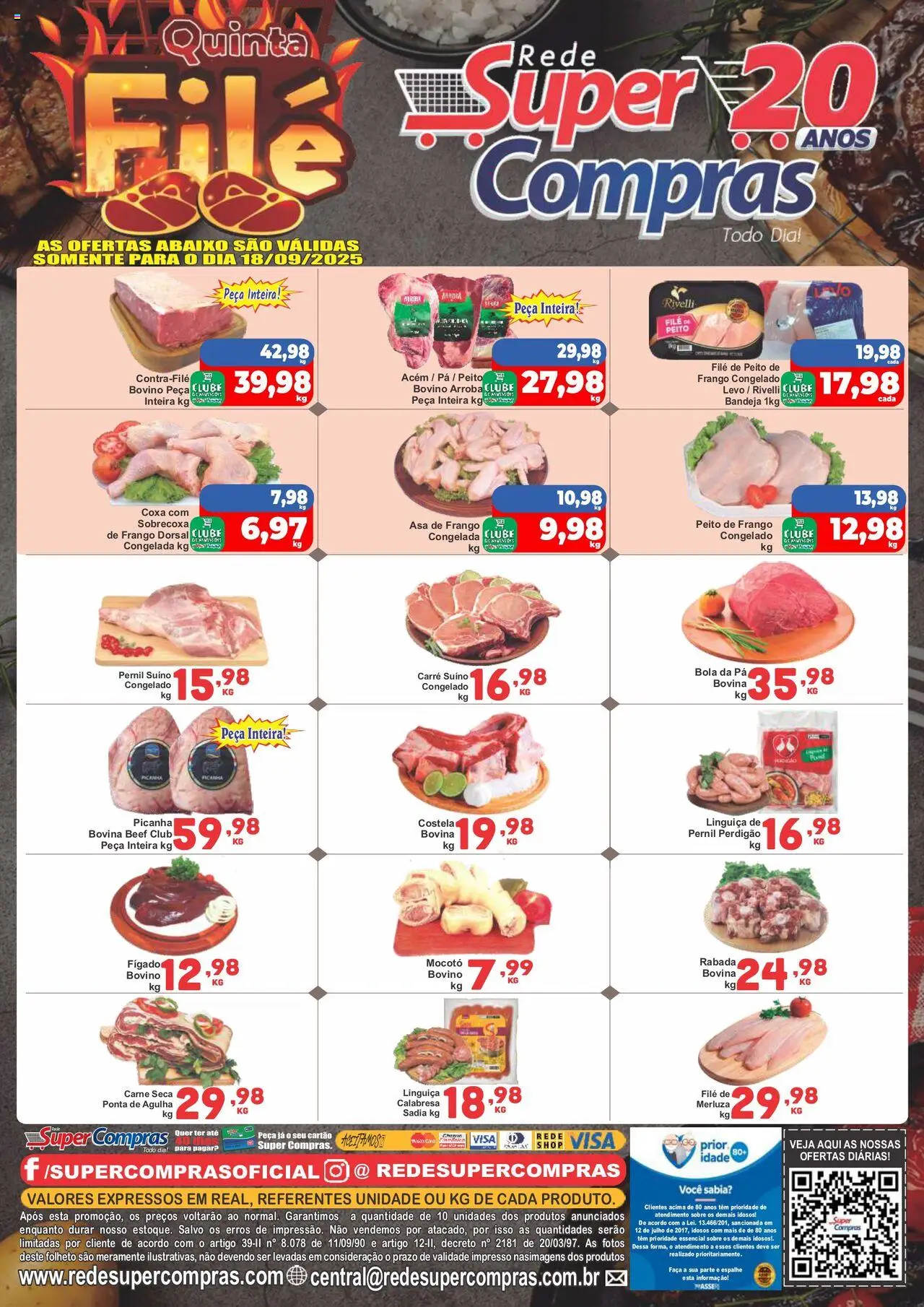 Rede Super Compras Folheto - válido de 18.09.2025 | Página: 1 | Produtos: Acém, Picanha, Pernil, Frango