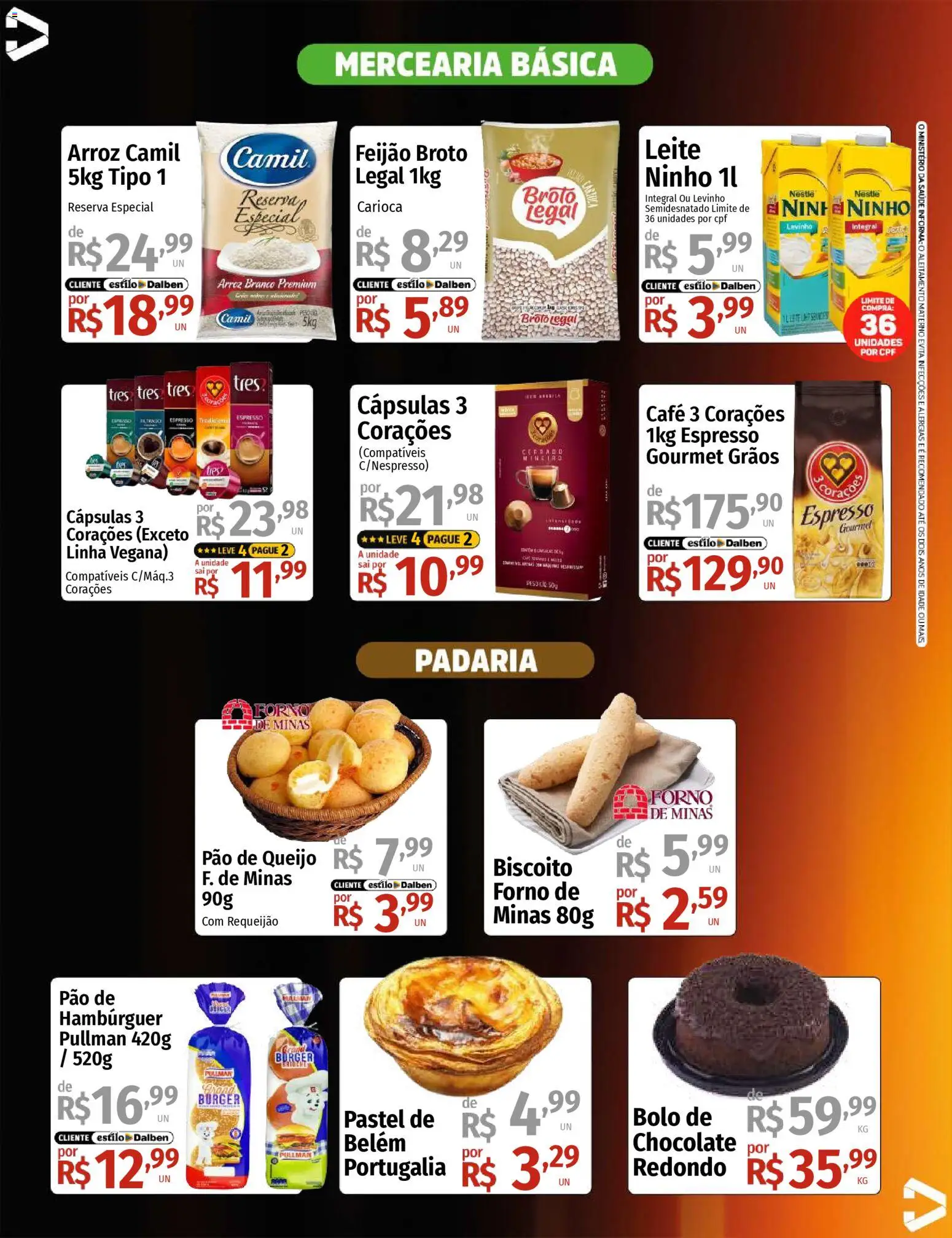 Supermercado Dalben Folheto - válido de 28.11.2025 | Página: 5 | Produtos: Pão, Bolo, Hambúrguer, Requeijão