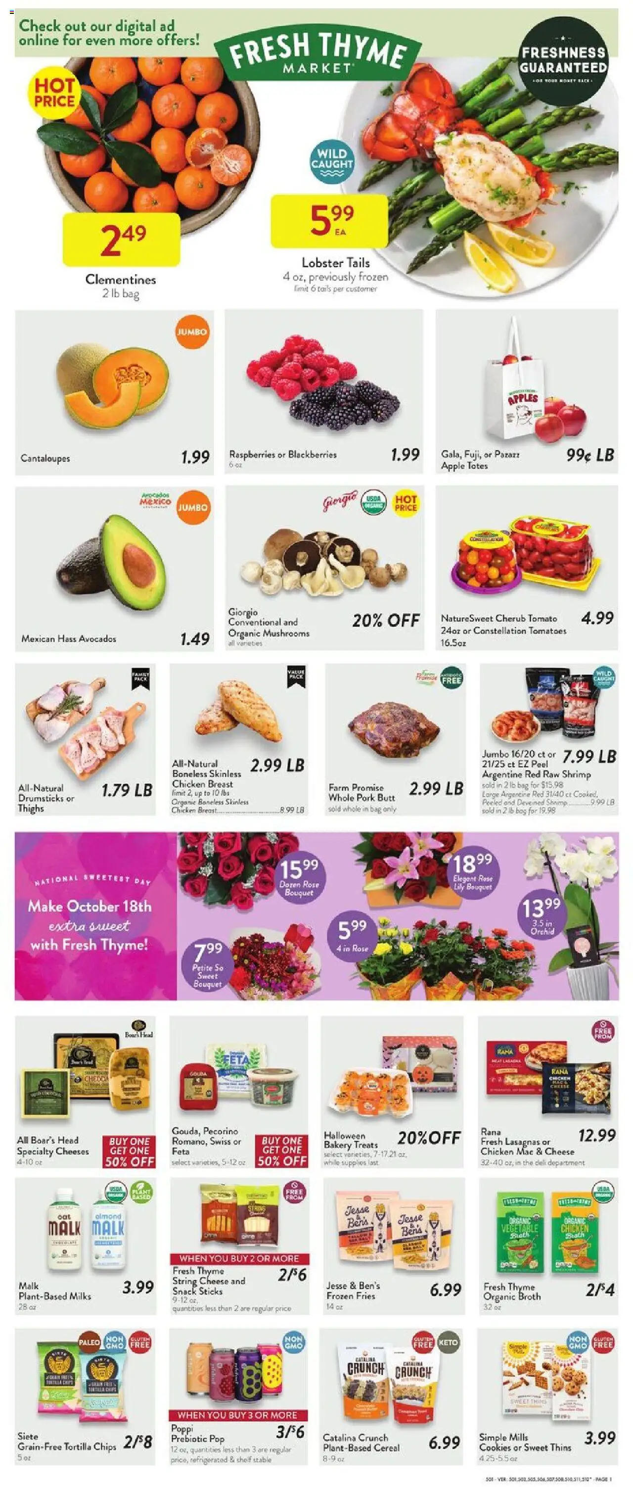 Fresh Thyme Weekly Ad - MN - valid from 15.10.2025 | Page: 3 | Products: Cantaloupes, Mushrooms, Cheese, Chips