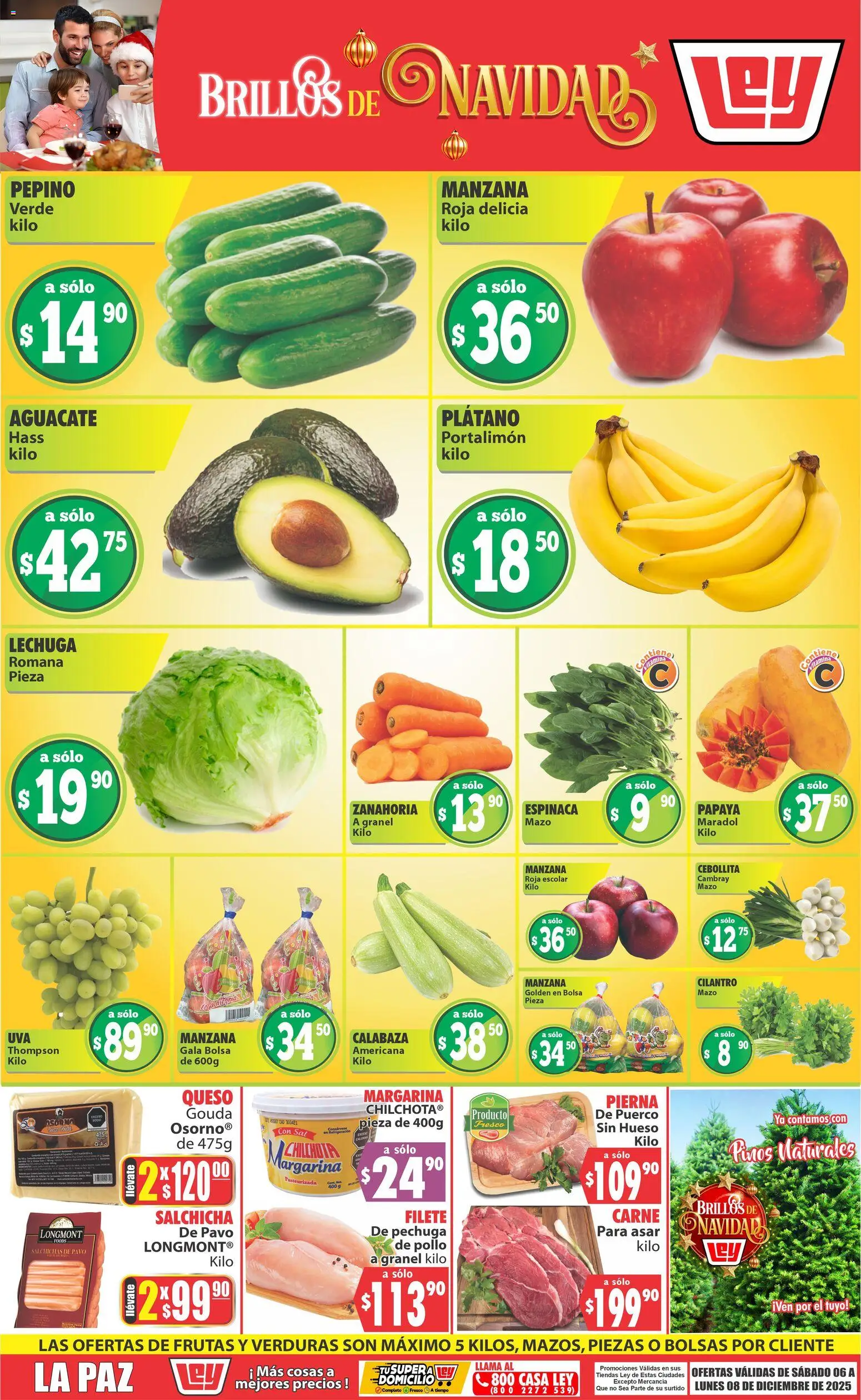 Nuevas ofertas de Casa Ley válidas en toda la República Mexicana desde el 06.12.2025. ¡Encuentra las mejores ofertas en Casa Ley folleto Las ofertas de frutas y verduras! | Página: 1 | Productos: Bolsa, Lechuga, Queso, Aguacate