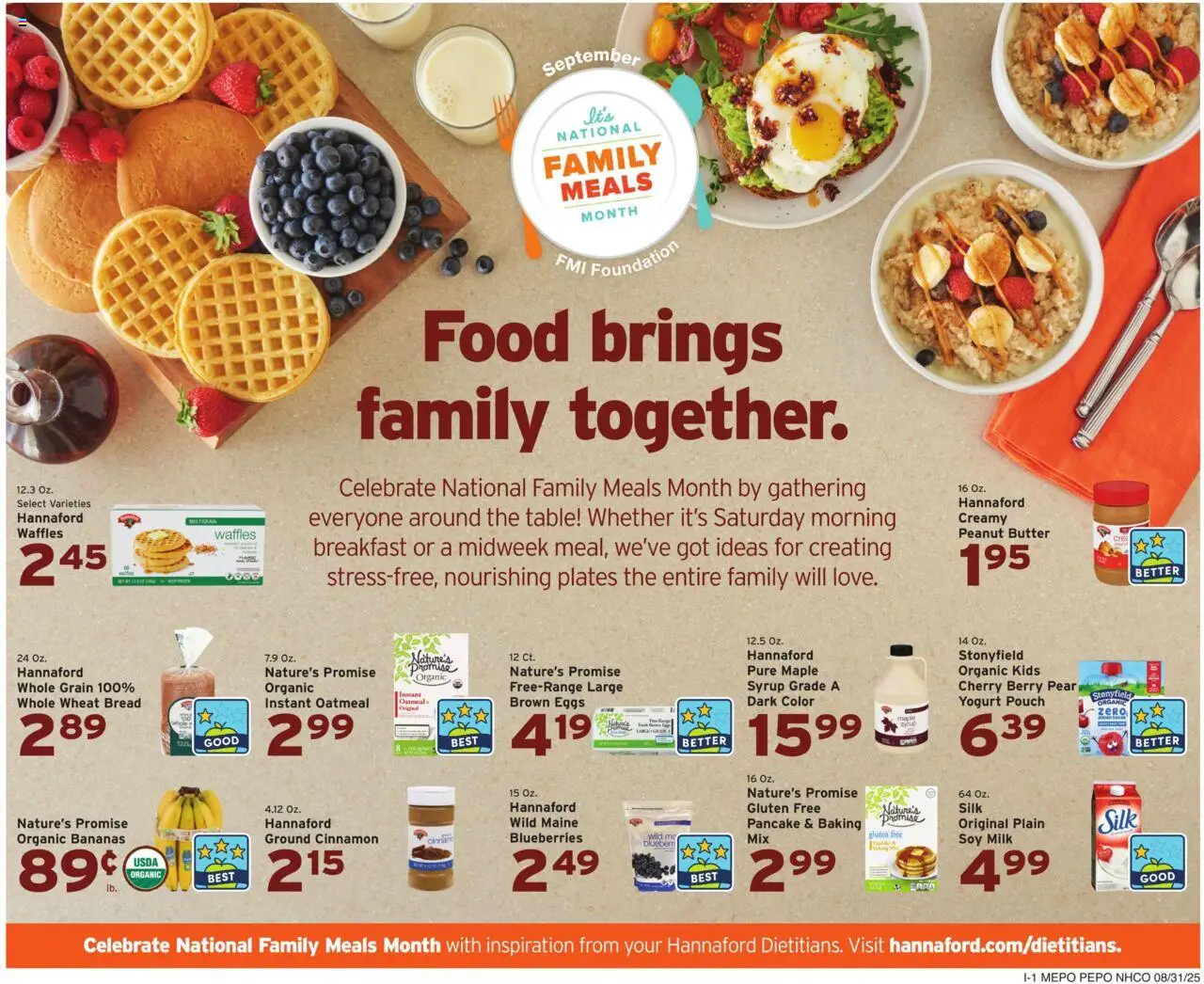 Hannaford Weekly Ad - valid from 31.08.2025 | Page: 9 | Products: Foundation, Milk, Yogurt, Bananas