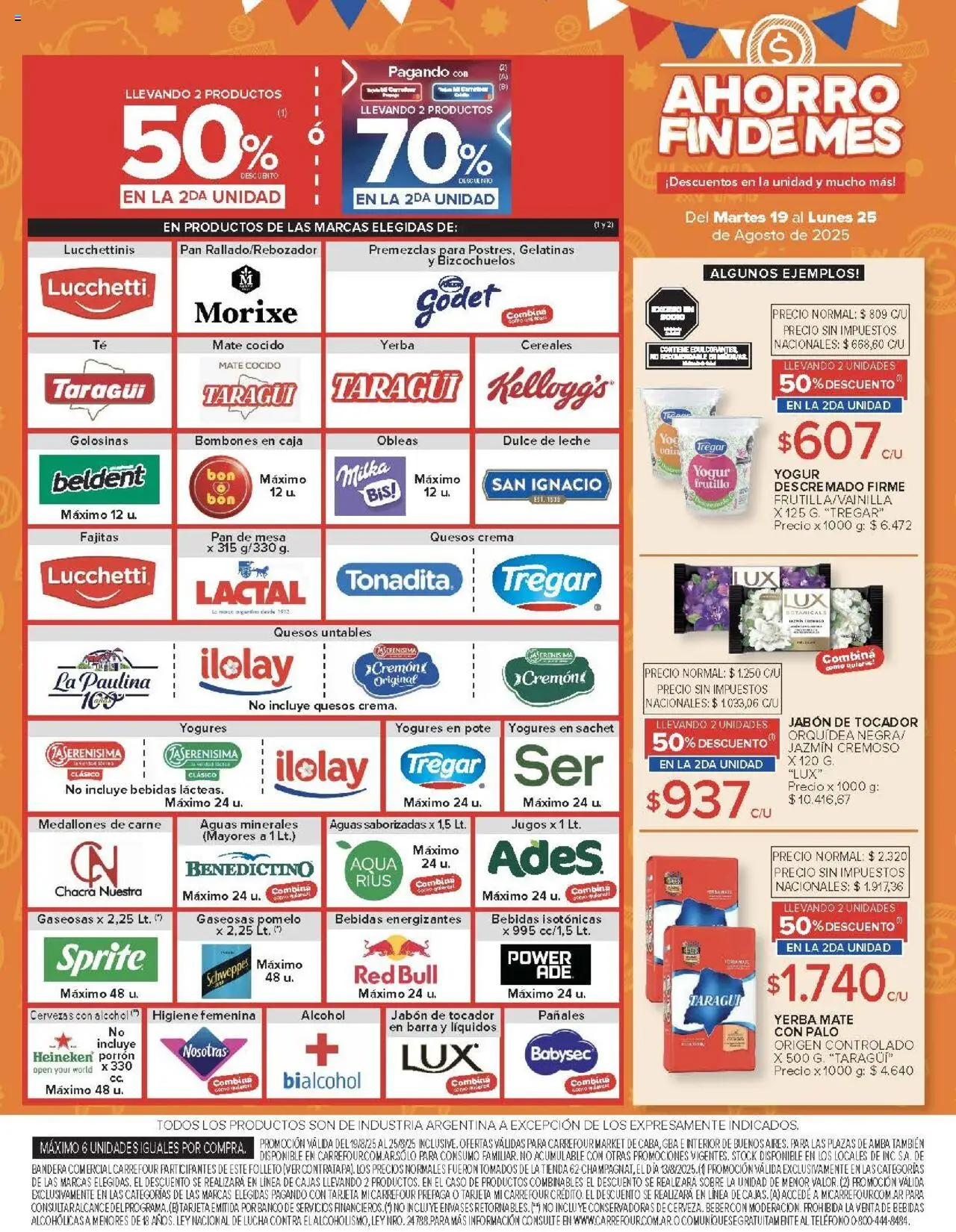 Carrefour ofertas - CABA │ válido desde el 19.08.2025 | Página: 43 | Productos: Yerba, Yogur, Pan, Pañales