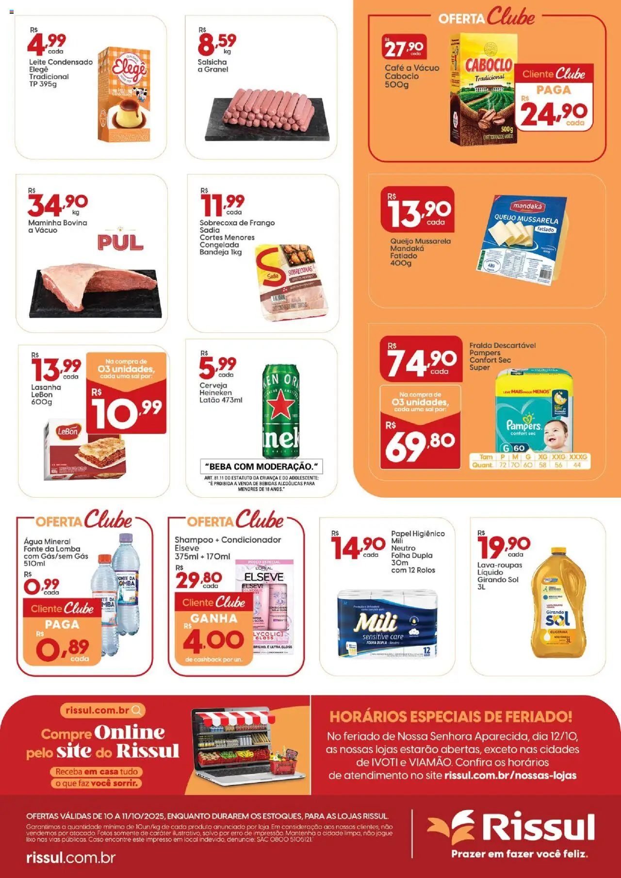 Rissul Folheto - válido de 10.10.2025 | Página: 2 | Produtos: Maminha, Frango, Papel higiênico, Mussarela