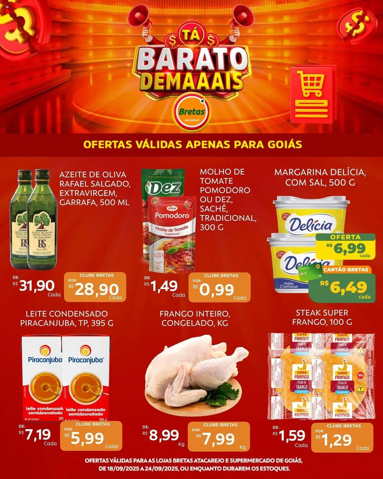 Bretas Folheto - válido de 18.09.2025 | Página: 2 | Produtos: Molho de tomate, Azeite, Leite condensado, Margarina