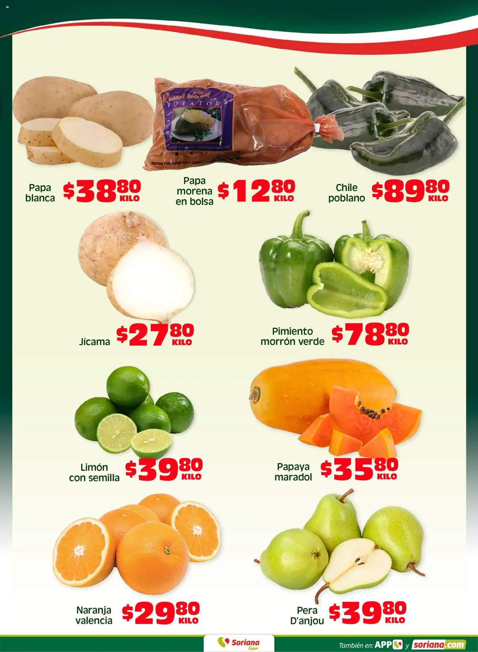Nuevas ofertas de Soriana válidas en toda la República Mexicana desde el 17.04.2026. ¡Encuentra las mejores ofertas en Soriana Fin de Semana Súper: Tamaulipas (excepto Cd. Victoria y Tampico)! | Página: 5 | Productos: Papa, Bolsa, Pimiento morrón, Limón