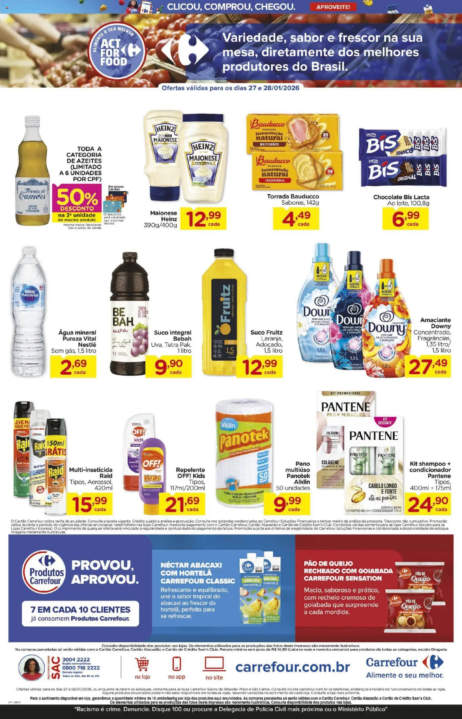 Carrefour Bairro Folheto - válido de 27.01.2026 | Página: 3 | Produtos: Abacaxi, Repelente, Água mineral, Pão de queijo
