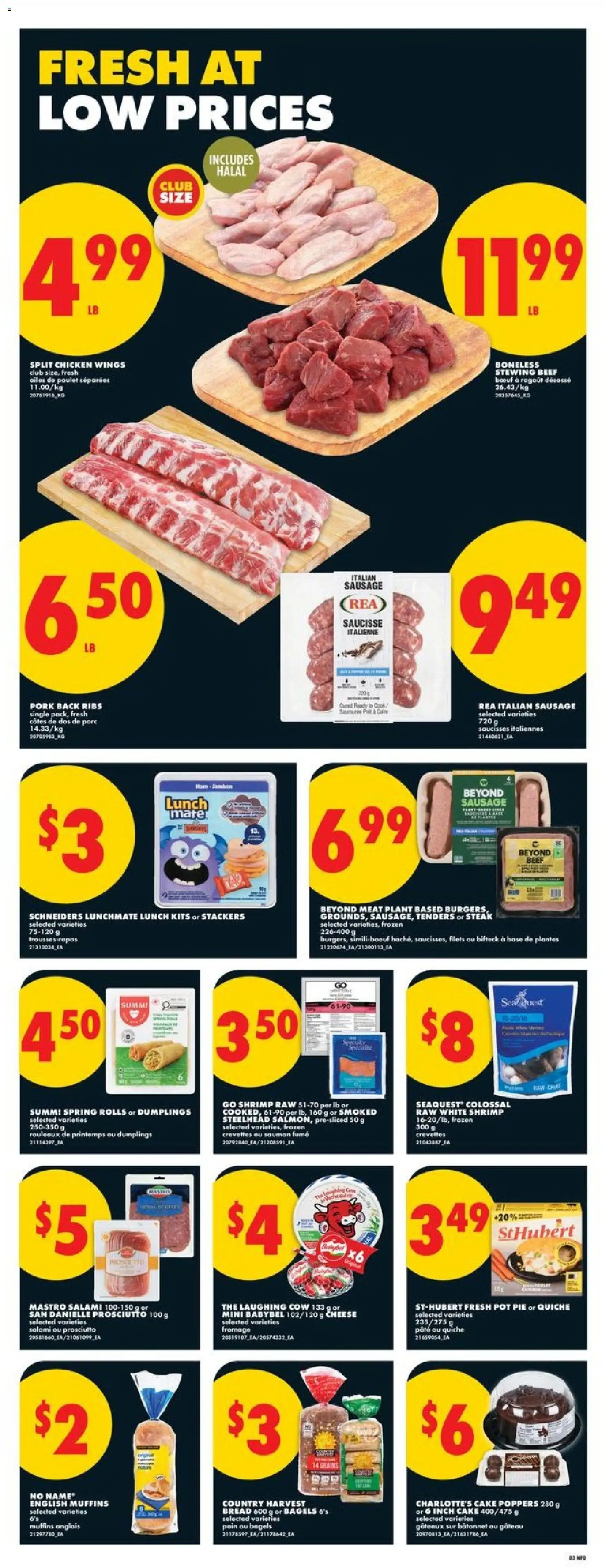 No Frills flyer valid from 23.04.2026 | Page: 3 | Products: Beef, Cheese, Bread, Pork