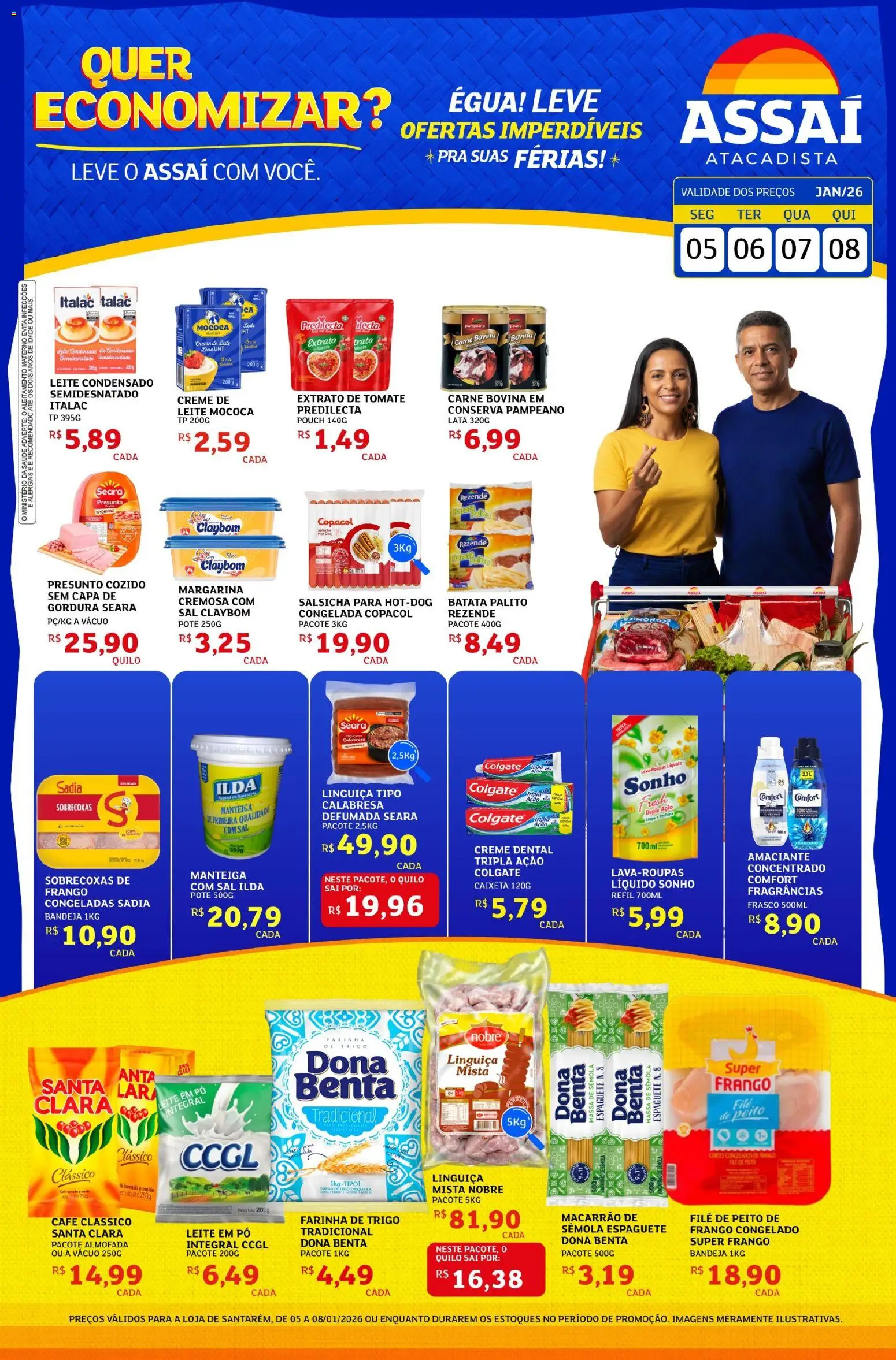 Assaí Atacadista Folheto - válido de 05.01.2026 | Página: 1 | Produtos: Linguiça, Café, Amaciante, Leite em pó