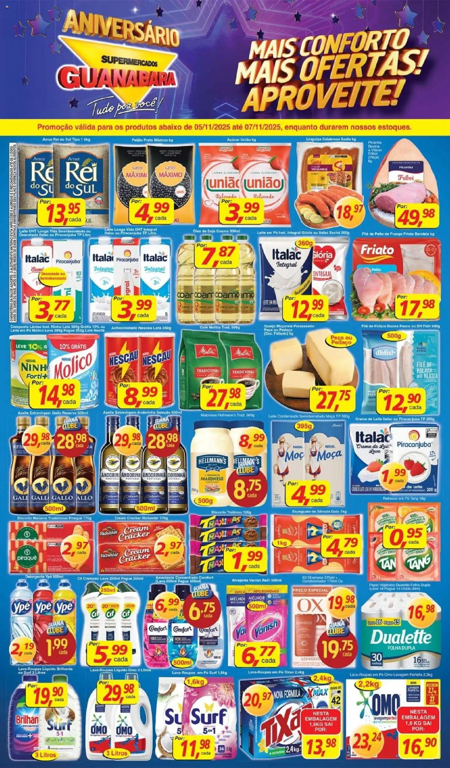 Supermercados Guanabara Folheto - válido de 05.11.2025 | Página: 1 | Produtos: Condicionador, Detergente, Cream cracker, File de polaca