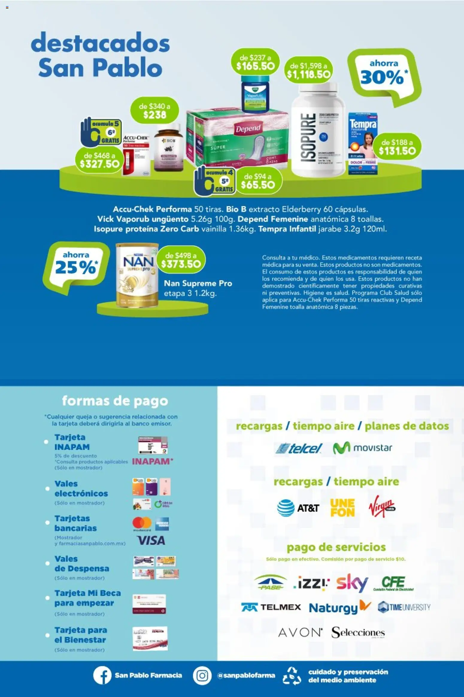 Nuevas ofertas de Farmacia San Pablo válidas en toda la República Mexicana desde el 18.01.2026. ¡Encuentra las mejores ofertas en Farmacia San Pablo catálogo! | Página: 15 | Productos: Toalla, Banco, Despensa