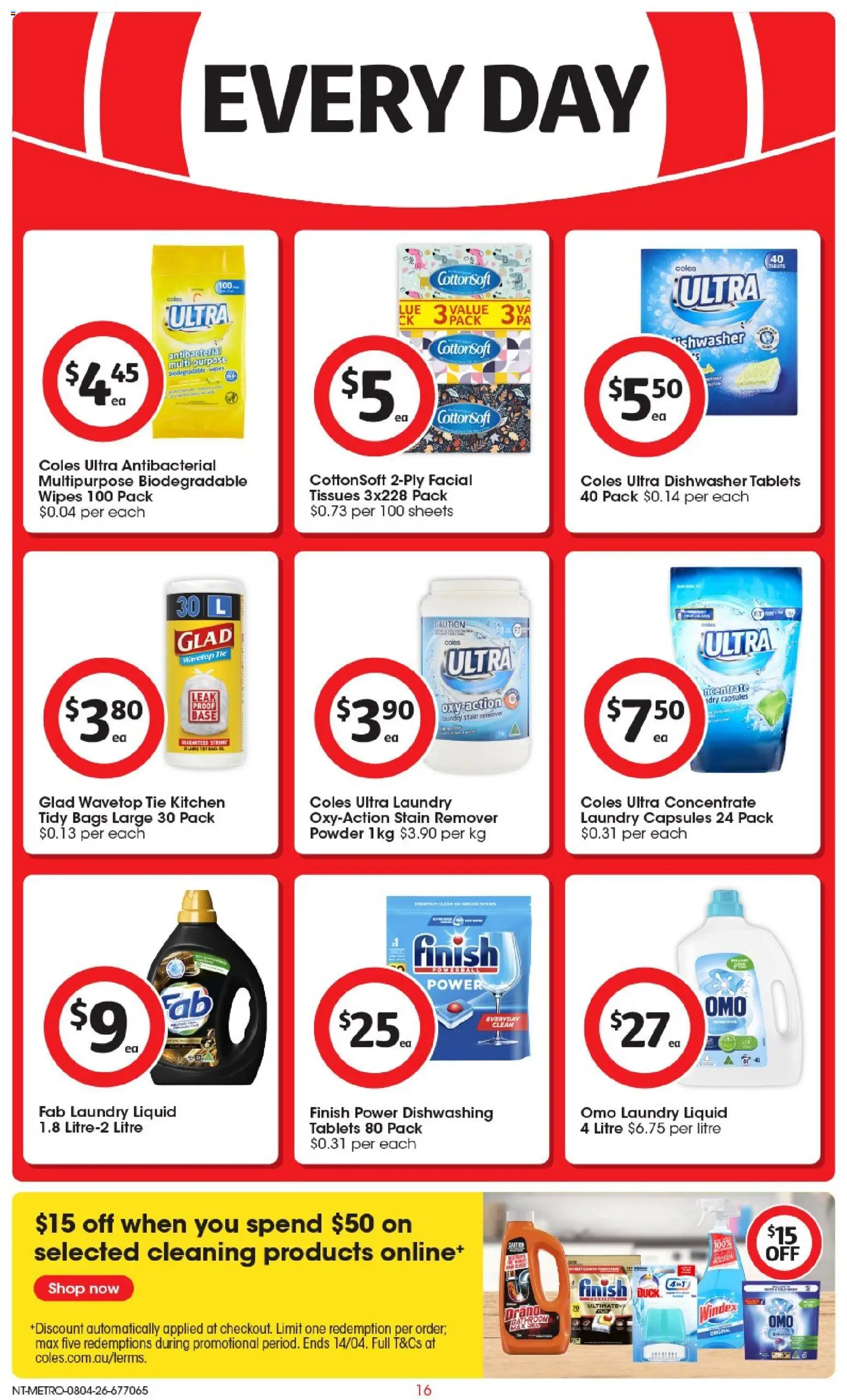 Coles catalogue - valid from 08.04.2026 | Page: 16 | Products: Powder, Duck, Stain remover, Tissues